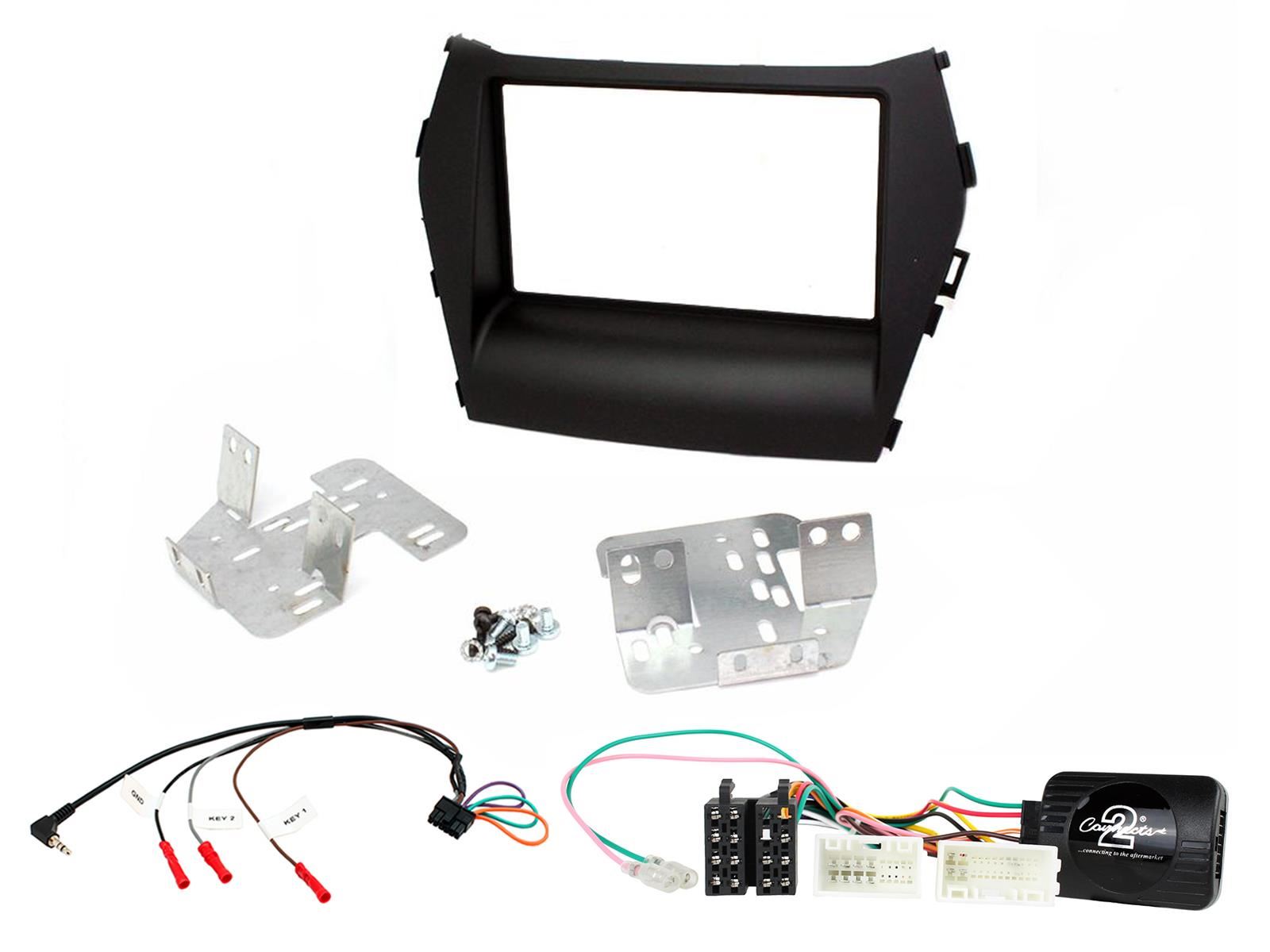 Grundig 6.8" Apple Android Double Din Stereo Fitting Kit + Steering Wheel Stalk Controls to fit Hyundai Santa-Fe 2013-18