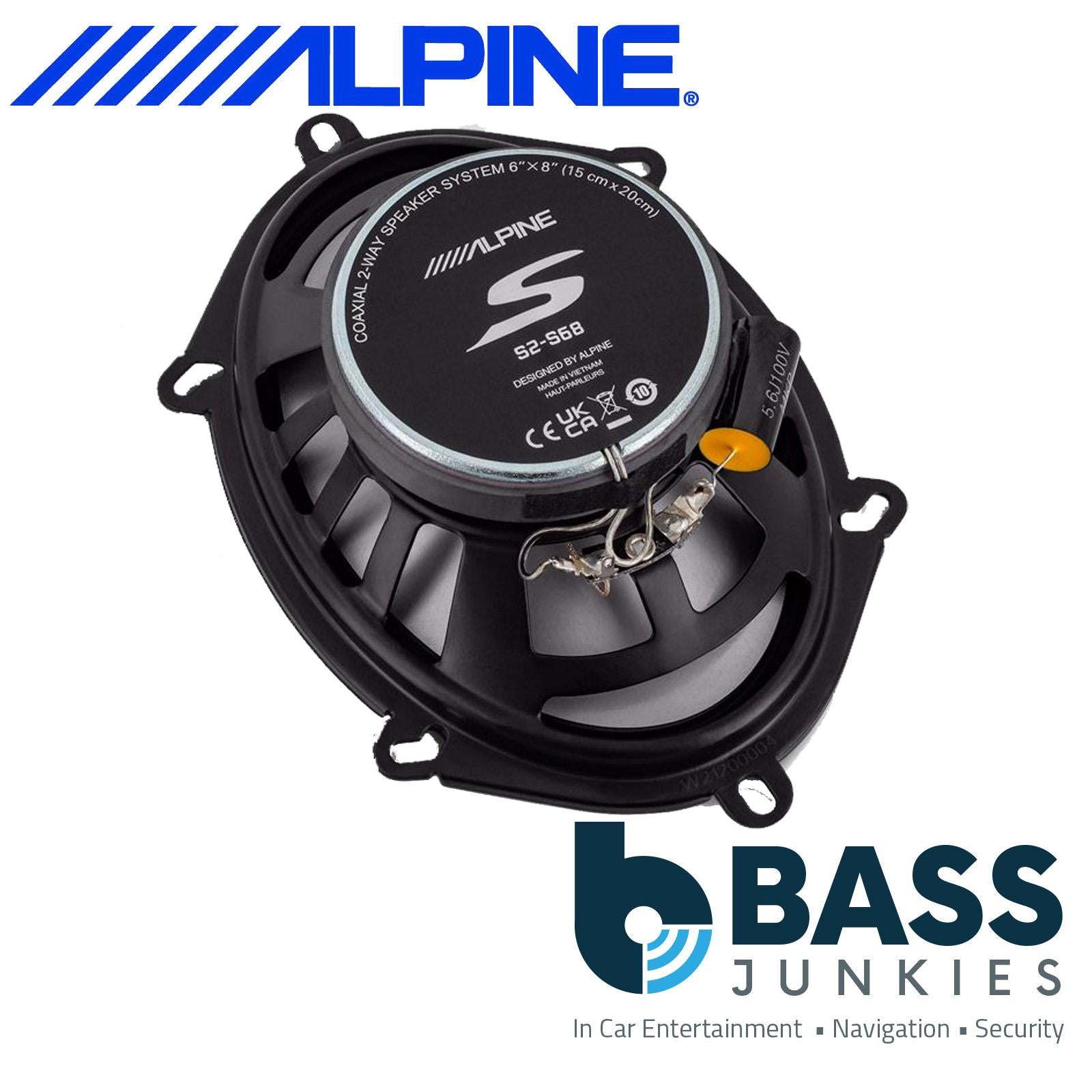 Alpine S-Series S2-S68 - 6"x8" 460 Watt 2 Way Coaxial Car Door Shelf Speaker Pair