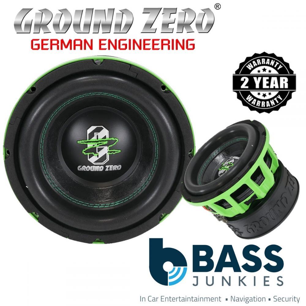 Ground Zero GZHW 20SPL GREEN - 8" Inch 20cm Dual 1-Ohm SPL Green 1500 Watts Car Sub Subwoofer