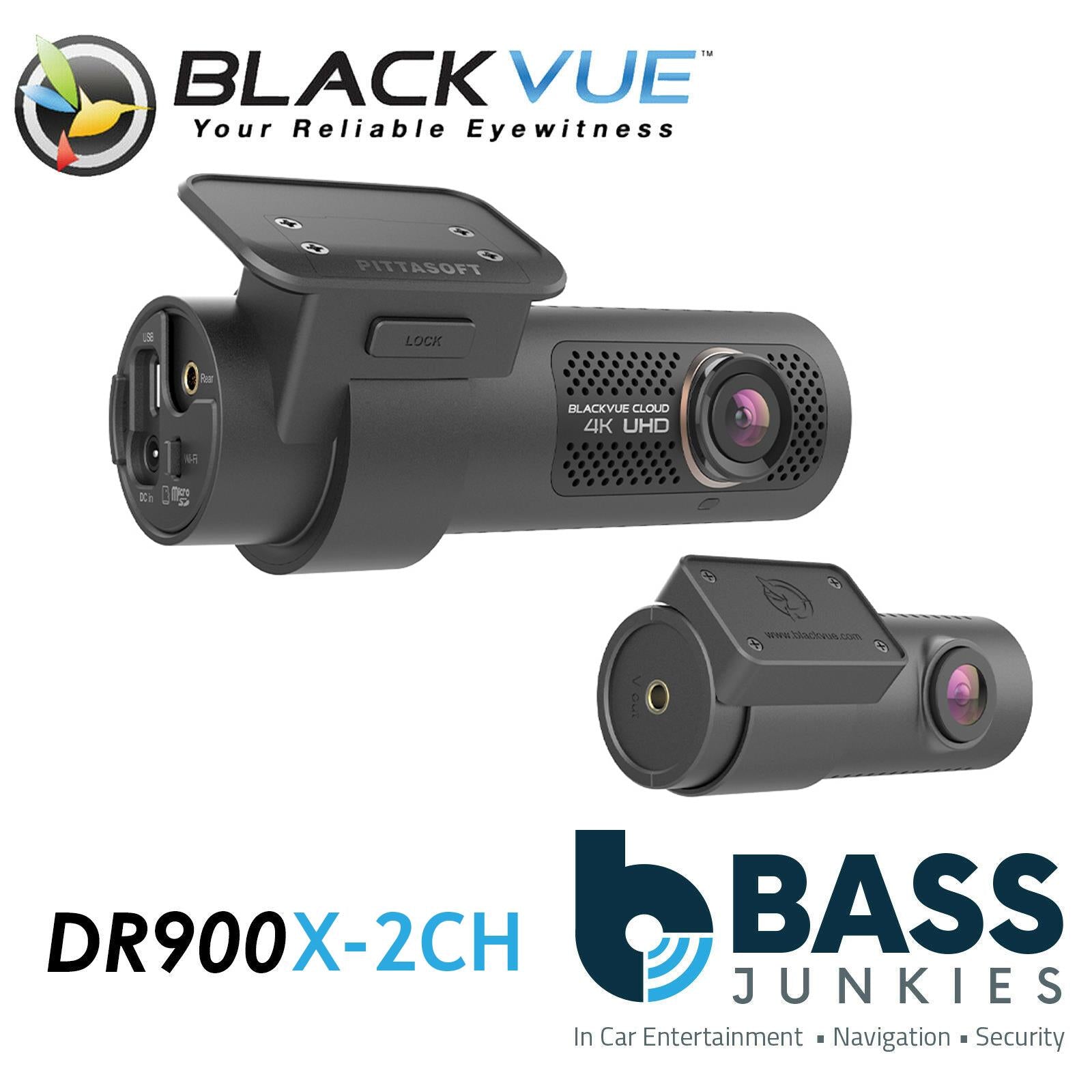 Blackvue DR900X-2CH 32GB 8-MP GPS 4K UHD Ultra Wide Font & Rear Car Dash Camera WIFI Cloud @30fps Rear Camera @60fps Front Camera