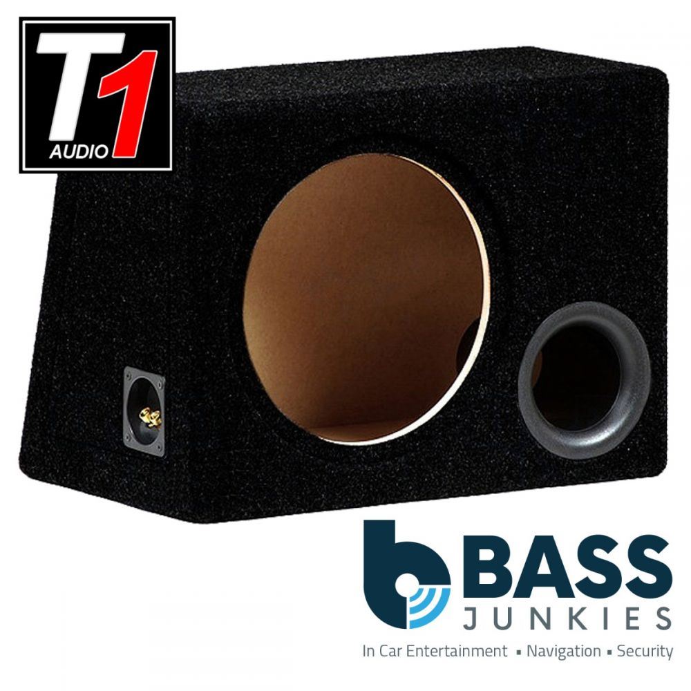 T1 Audio - 12" Ported Fully Carpeted Black MDF Car Sub Subwoofer Bass Box Enclosure