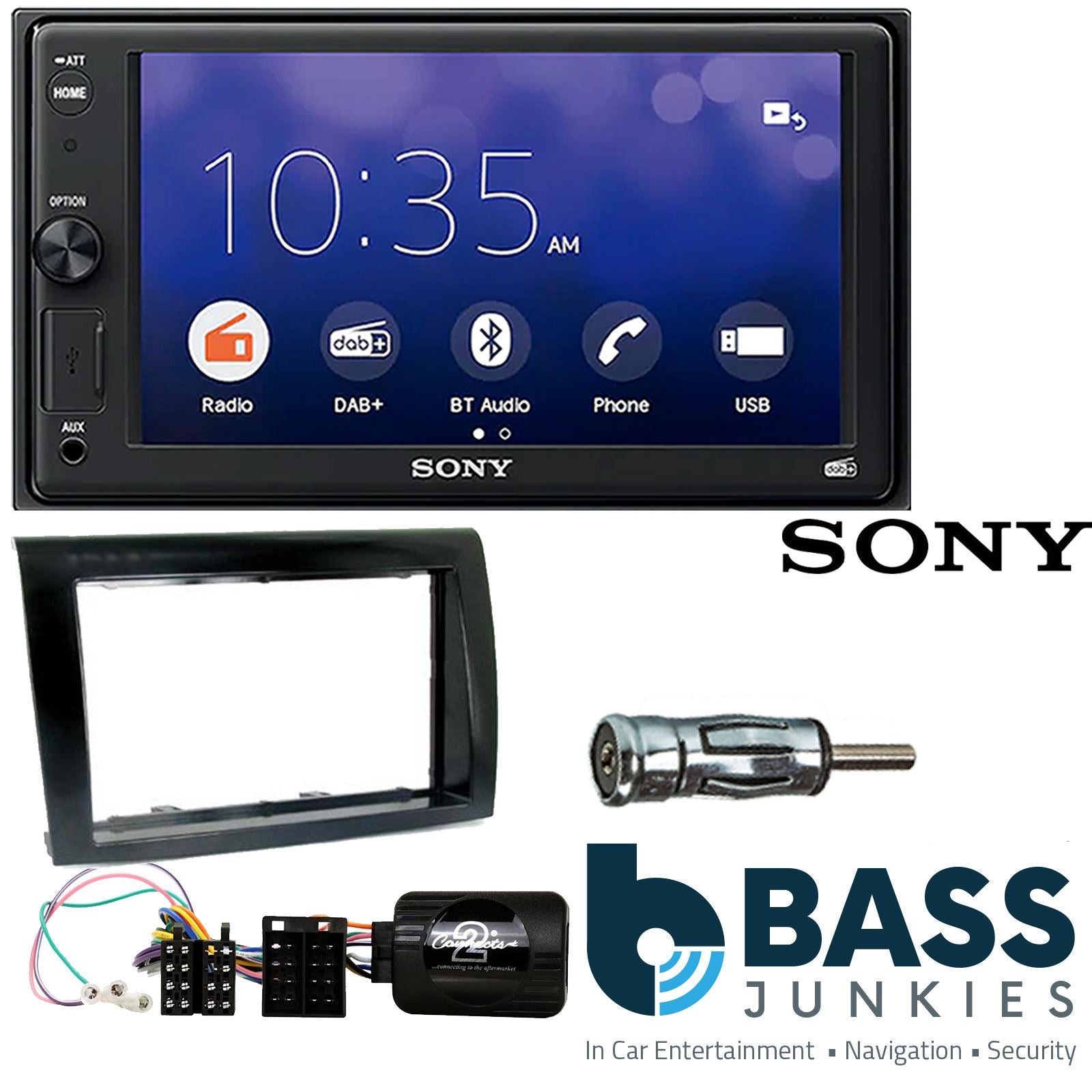SONY XAV-1550D DAB+ Smart Bluetooth Car Radio + Stereo fitting kit + Steering Wheel Controls Loom for Fiat Bravo 2007-2014