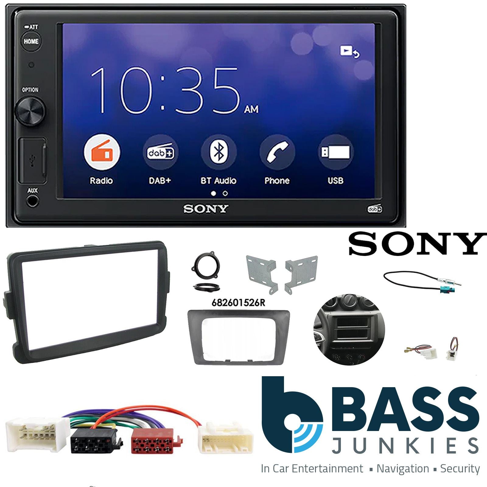 SONY XAV-1550D DAB+ Smart Bluetooth Car Radio + Stereo fitting kit + Steering Wheel Controls Loom for Dacia Duster 2012-2017 | Dacia Sandero 2012-2016
