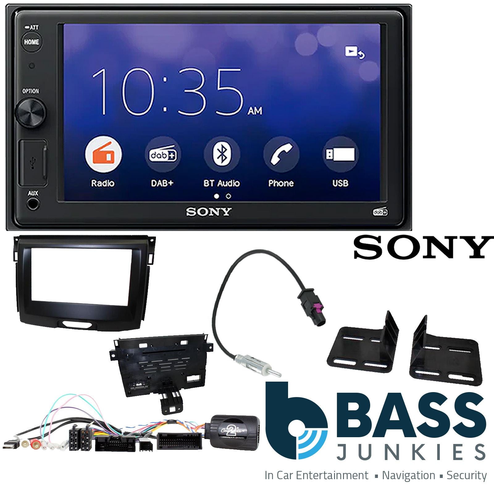 SONY XAV-1550D DAB+ Smart Bluetooth Car Radio + Stereo fitting kit + Steering Wheel Controls Loom for Ford Everest 2015-2021 | Ford Ranger 2015-2020