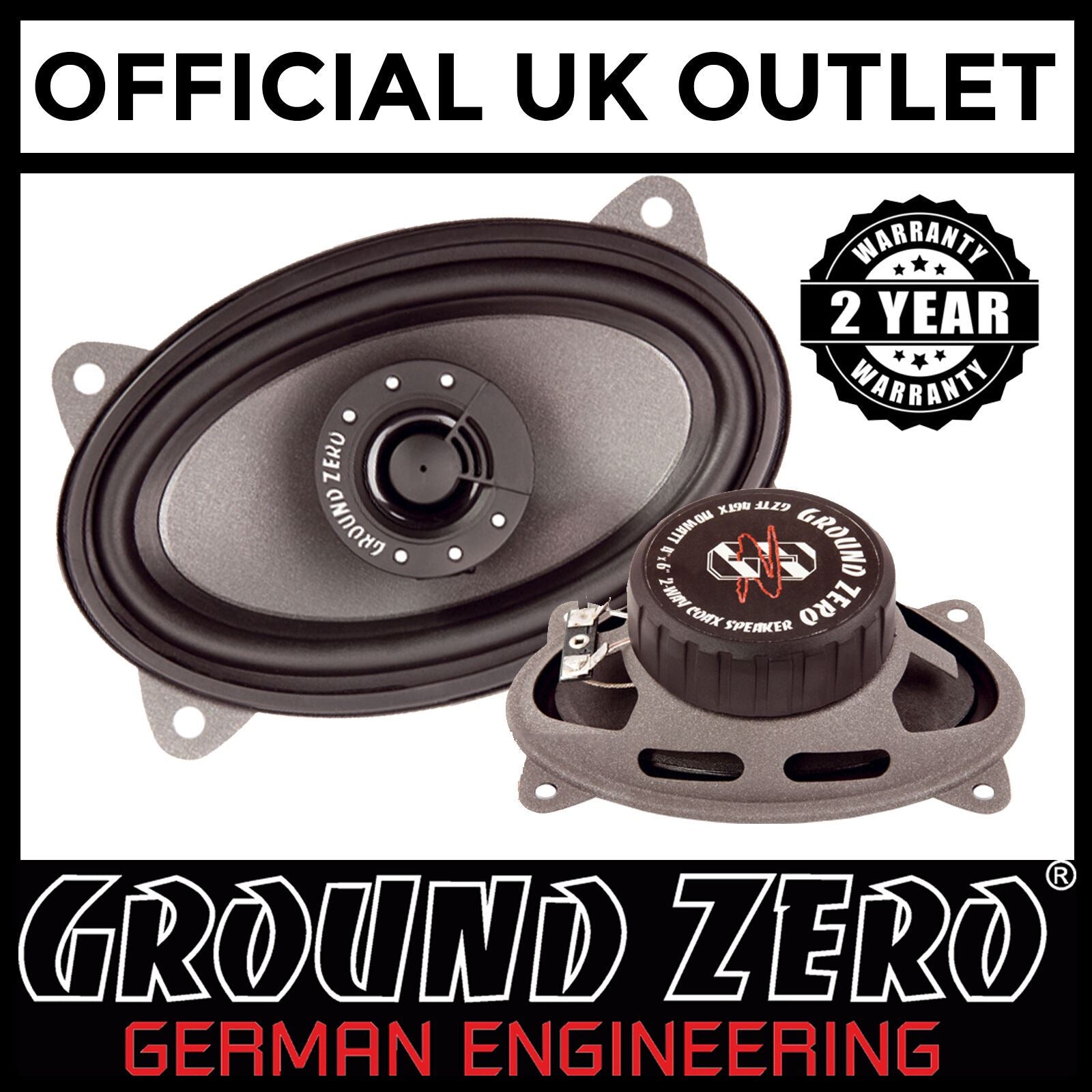 Ground Zero GZCS 46CX - 4" x 6" Inch ( 10 x 15 cm )  2-Way Coaxial Car Door Speakers