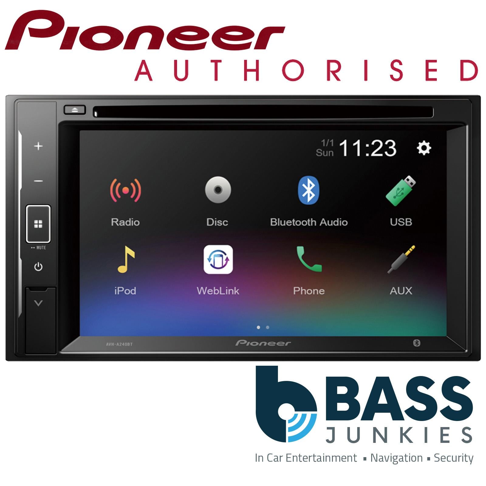 PIONEER AVH-A240BT 6.2" Double Din USB Bluetooth CD DVD iPhone Car Stereo Screen
