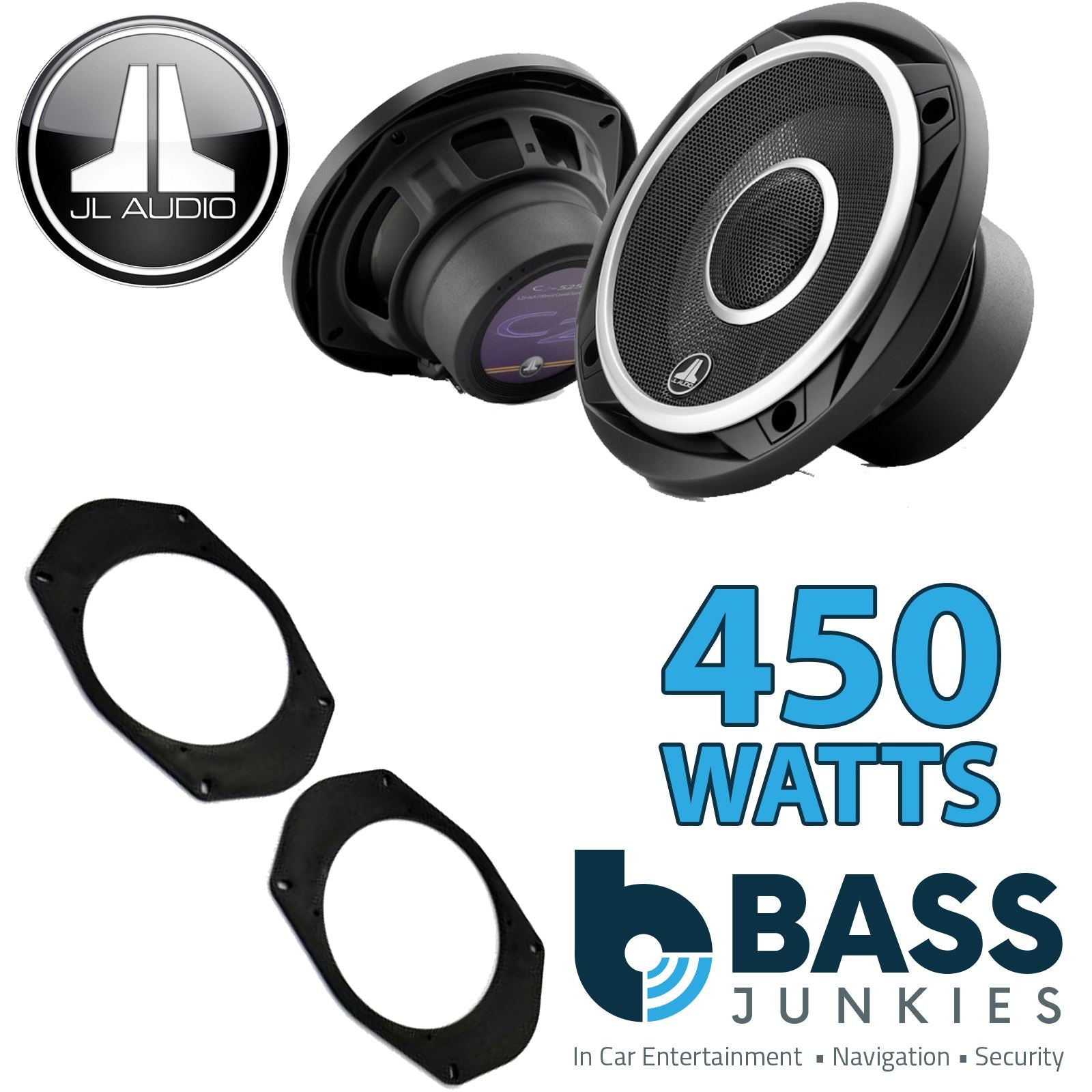 JL Audio C2-525X 2-Way 130mm/13cm/5.25" Coaxial Speakers (Per Pair 450 Watts) Fits Jeep Wrangler 1997-06