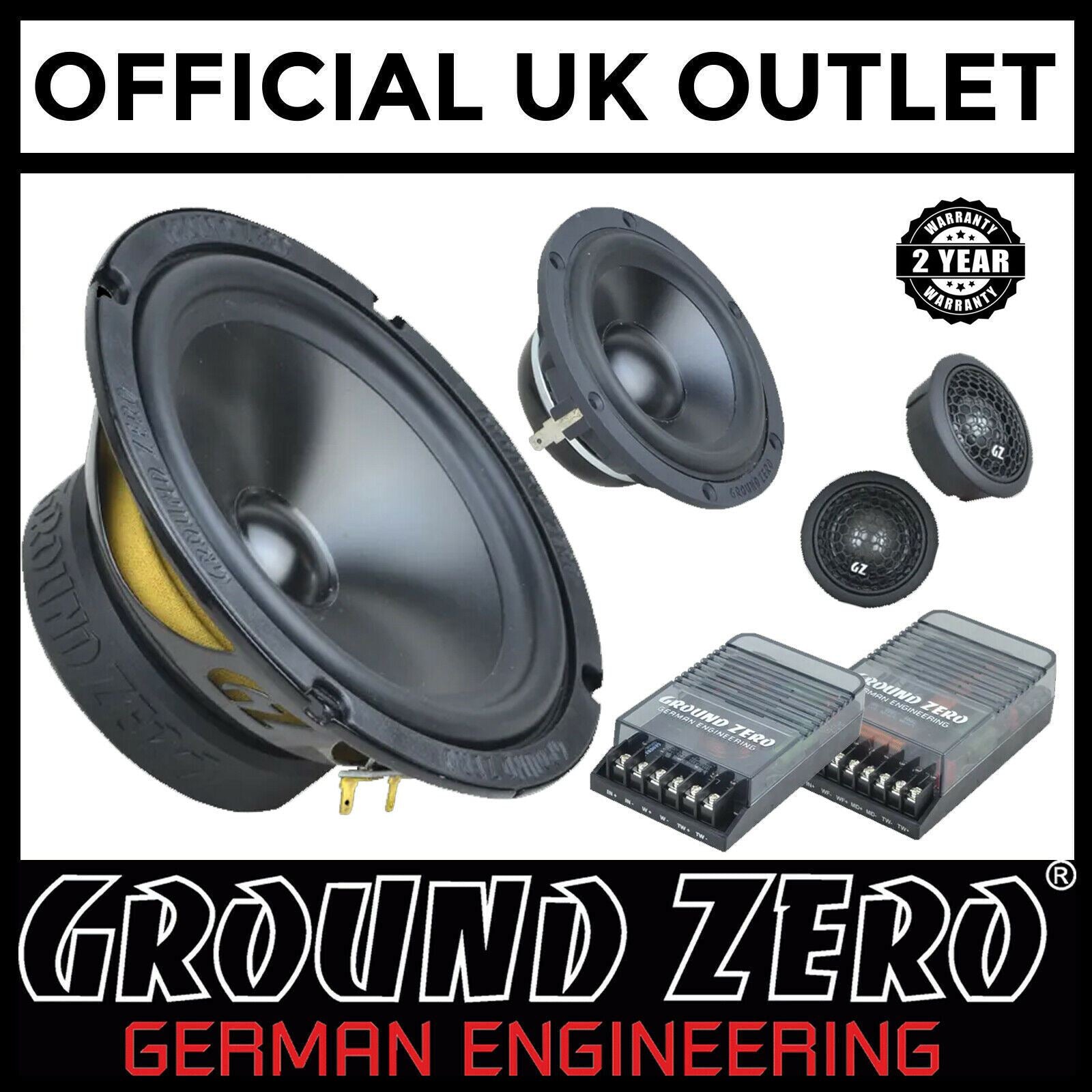 Ground Zero Radioactive GZRC 165.3SQ - 6.5" 150WRMS 3 Way Component Car Speakers