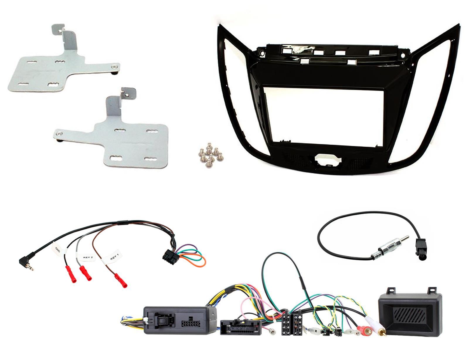Grundig 6.8" Apple Android Double Din Stereo Fitting Kit + Steering Wheel Stalk Controls to fit Ford C-Max 2010-