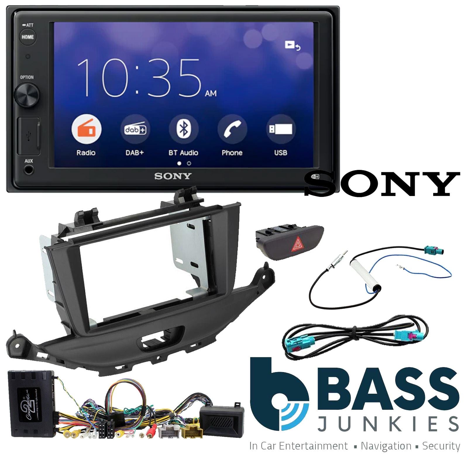 SONY XAV-1550D DAB+ Smart Bluetooth Car Radio + Stereo fitting kit + Steering Wheel Controls Loom for Opel Astra K 2017-2020 | Vauxhall Astra K 2017-2020
