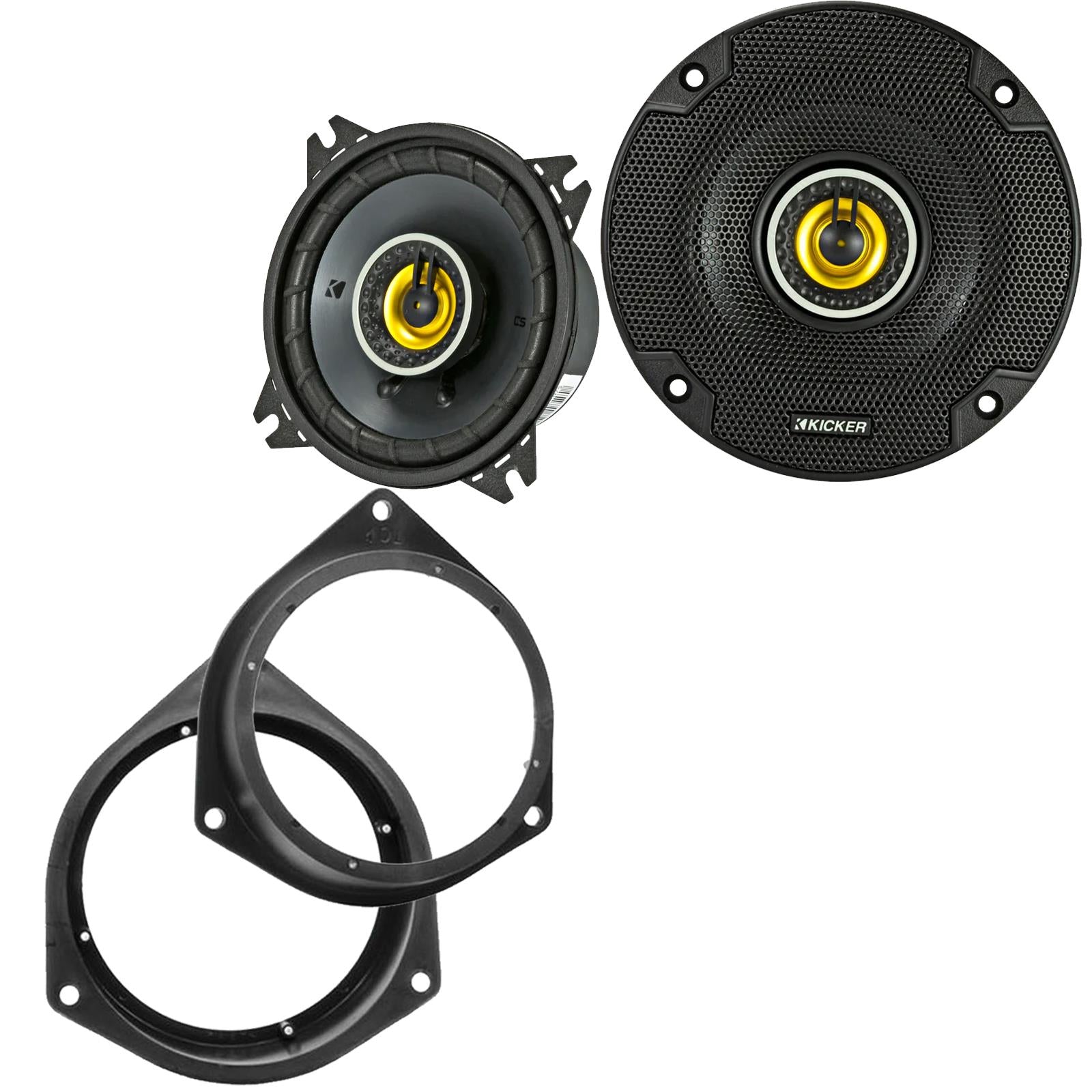Kicker CSC44 100mm/10cm/4" 2-Way Coaxial Car speakers (Per Pair Max 300|100 watts RMS) Fits Peugeot Bipper 2008-12