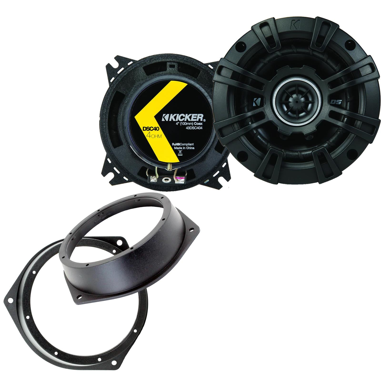Kicker DSC404 100mm/10cm/4" 2-Way Coaxial Car speakers (Per Pair Max 240|60 watts RMS) Fits Vauxhall Vectra 1995-02 | Astra 98-04 | Omega 94-03 | Zafira 99-05 | Vivaro 01-14