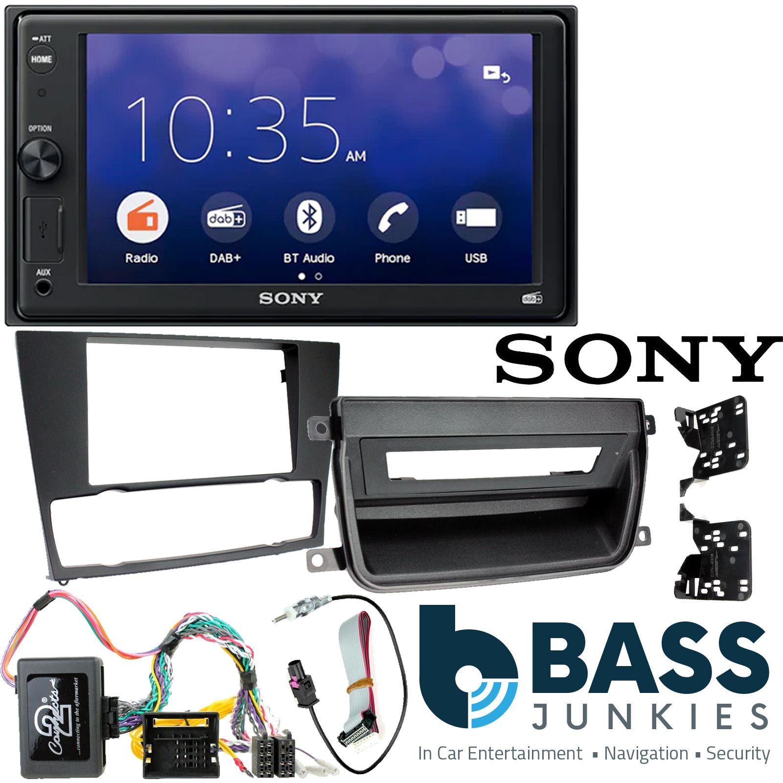 SONY XAV-1550D DAB+ Smart Bluetooth Car Radio + Stereo fitting kit + Steering Wheel Controls Loom for BMW 3-Series E90, 2005-2012 | E91, 2005-2012 | E92, 2005-2012 | E93, 2005-2012