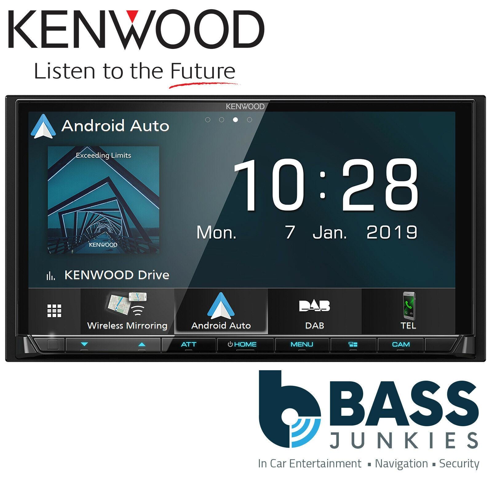 Kenwood DMX-8019DABS - 7" Double Din Mechless Wireless Apple Carplay Wifi Android Auto DAB+ Bluetooth USB iPhone Spotify Car Stereo AV Screen