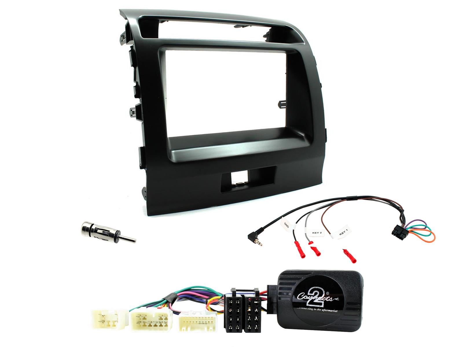 Grundig 6.8" Apple Android Double Din Stereo Fitting Kit + Steering Wheel Stalk Controls to fit Toyota Landcruiser 03-09