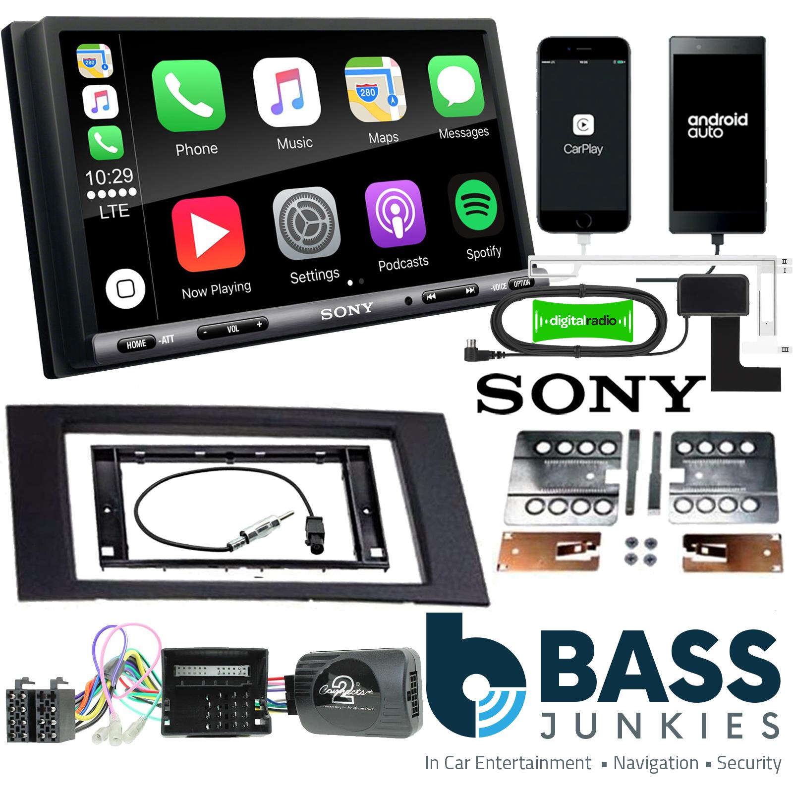 SONY DAB+ Apple | Android Double Din Stereo & Fitting Kit + Steering Wheel Stalk Controls to fit Ford C-Max 03-10 | Fiesta 05-08 | Focus 04-07 | Fusion 05-12 | Galaxy 06- | Kuga 08-12 | Transit 06-13