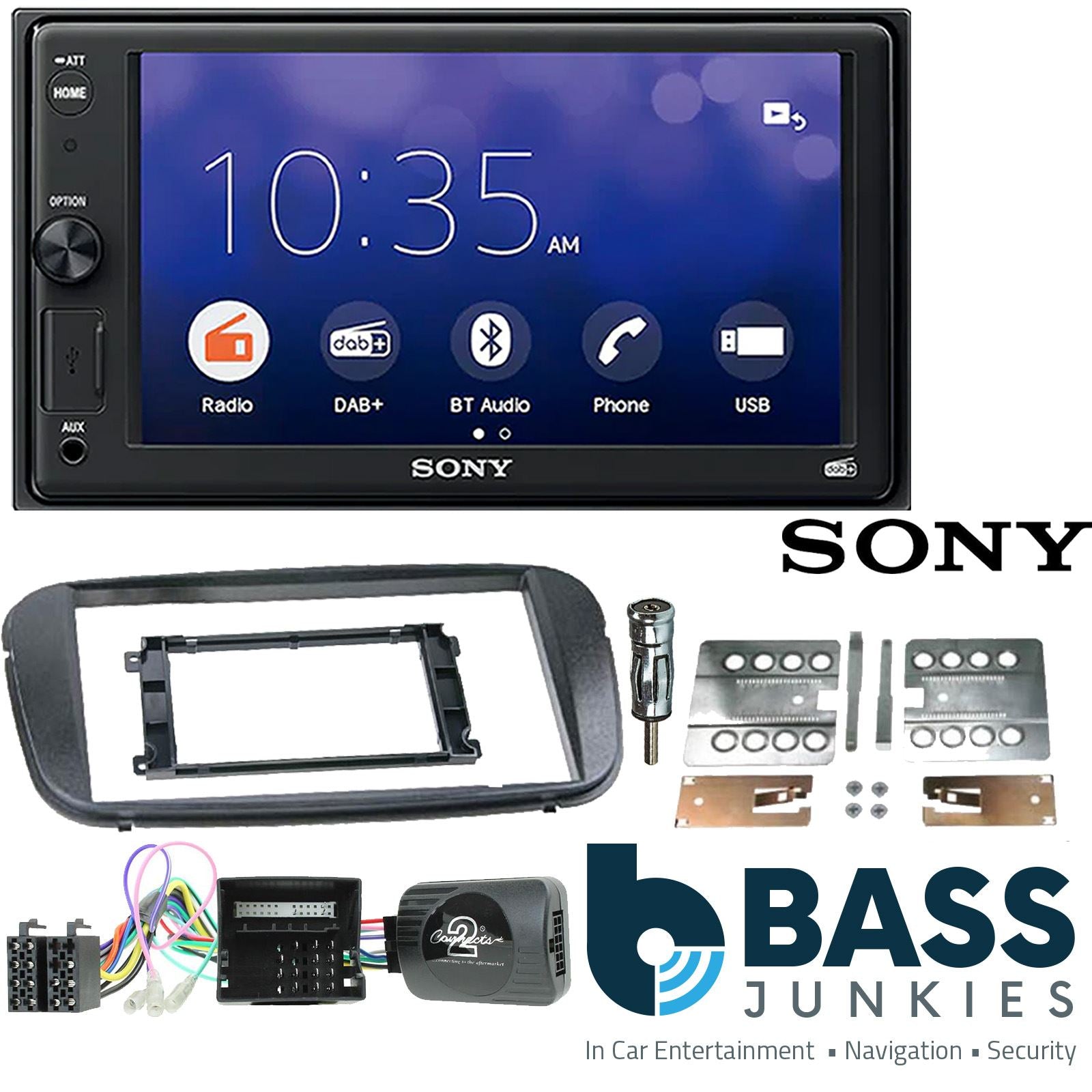SONY XAV-1550D DAB+ Smart Bluetooth Car Radio + Stereo fitting kit + Steering Wheel Controls Loom for Ford Focus 2007-2011 | Ford Mondeo 2007-2014