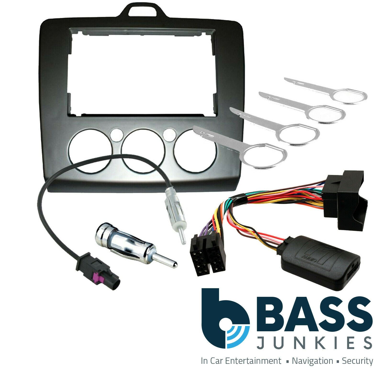 FORD Focus 2006-11 Car Stereo Fascia Panel Steering Wheel Fitting Kit CT23FD70