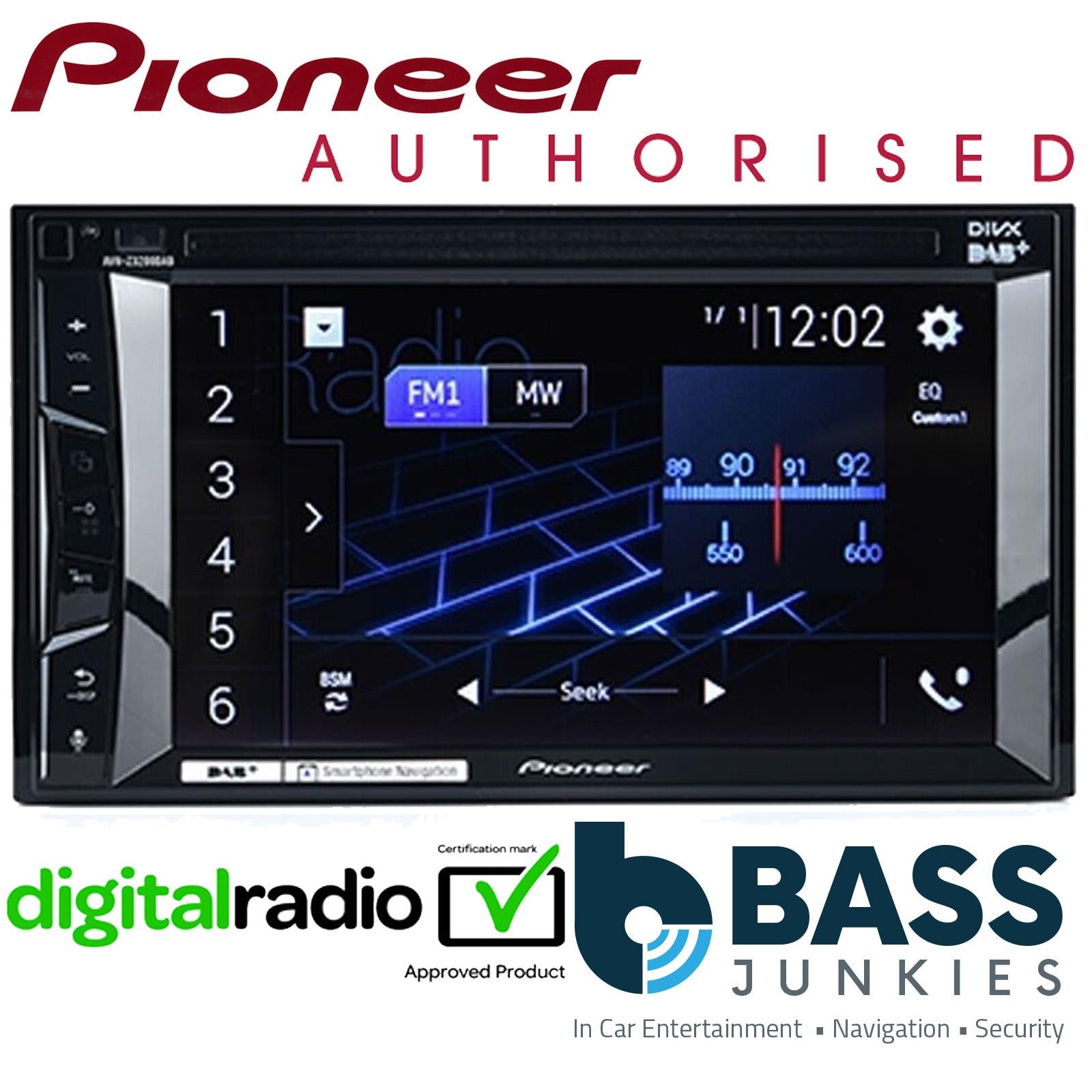 Pioneer AVH-Z3200DAB - 6.2" Double Din DVD DAB Bluetooth Carplay WAZE iPhone Android Car Stereo