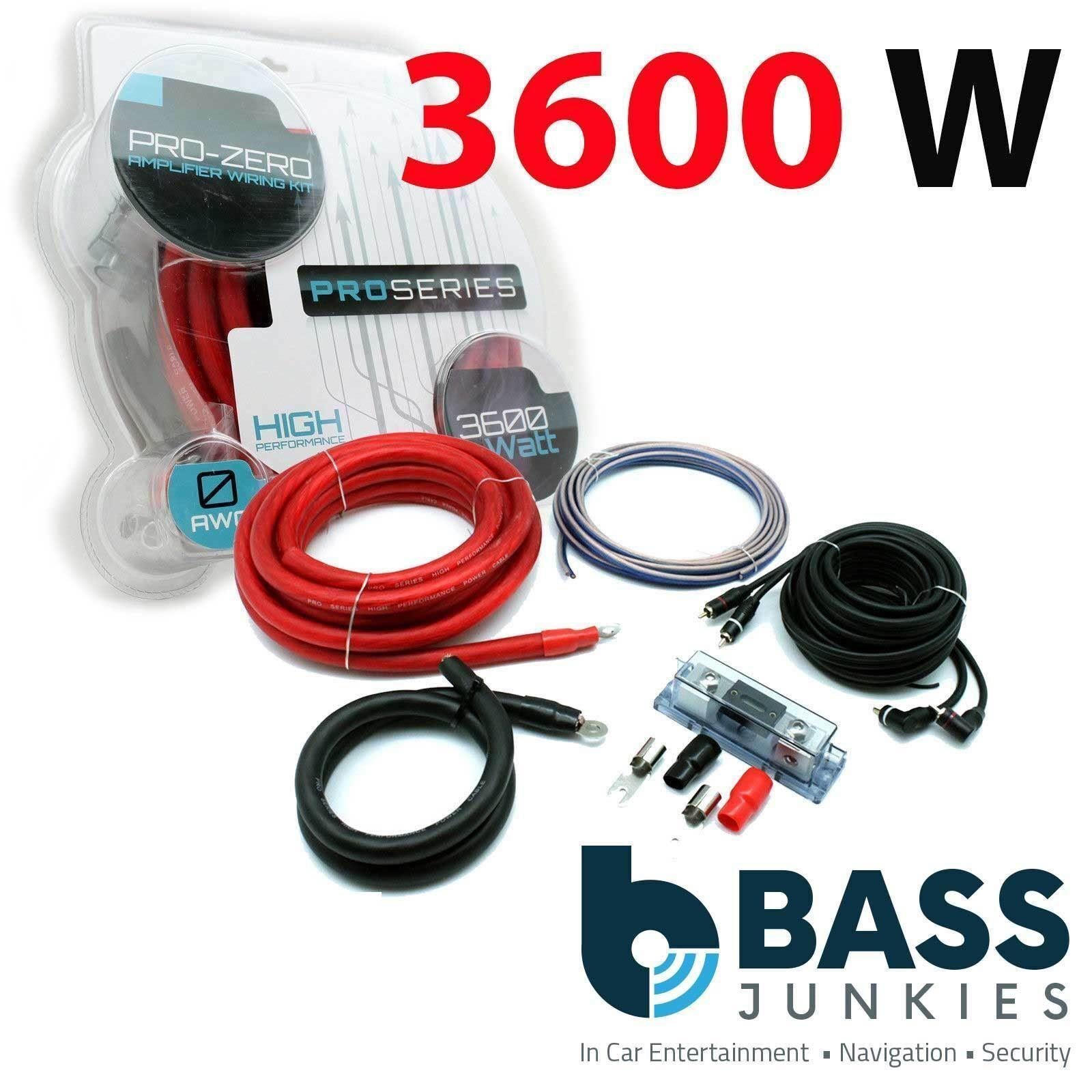 Connects2 PRO-ZERO - 3600 Watts 0AWG Gauge Power Ground RCA Car Amplifier Wiring Kit