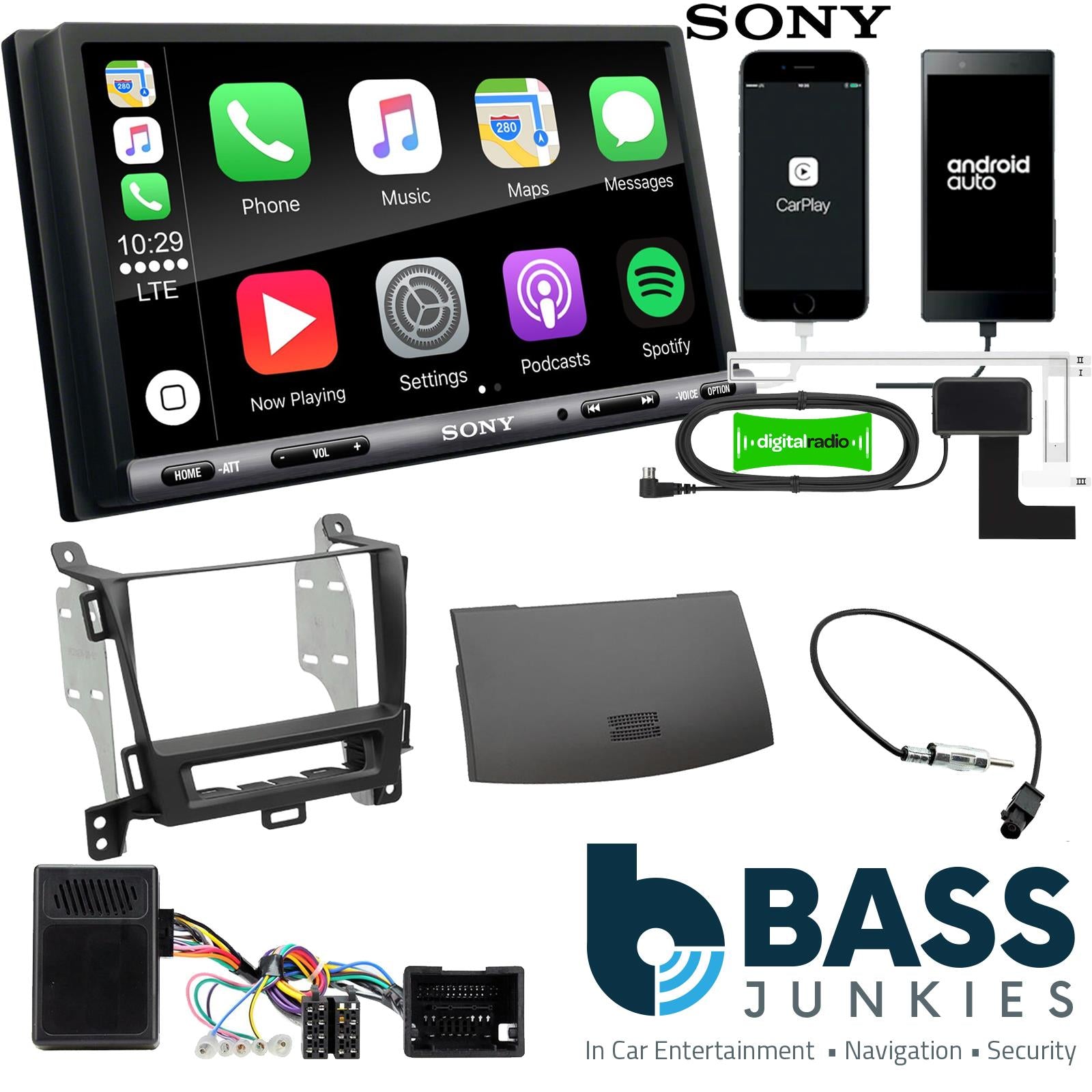 SONY DAB+ Apple | Android Double Din Stereo Fitting Kit + Steering Wheel Stalk Controls to fit Opel Zafira-Tourer 12-16 | Vauxhall Zafira-Tourer 12-18
