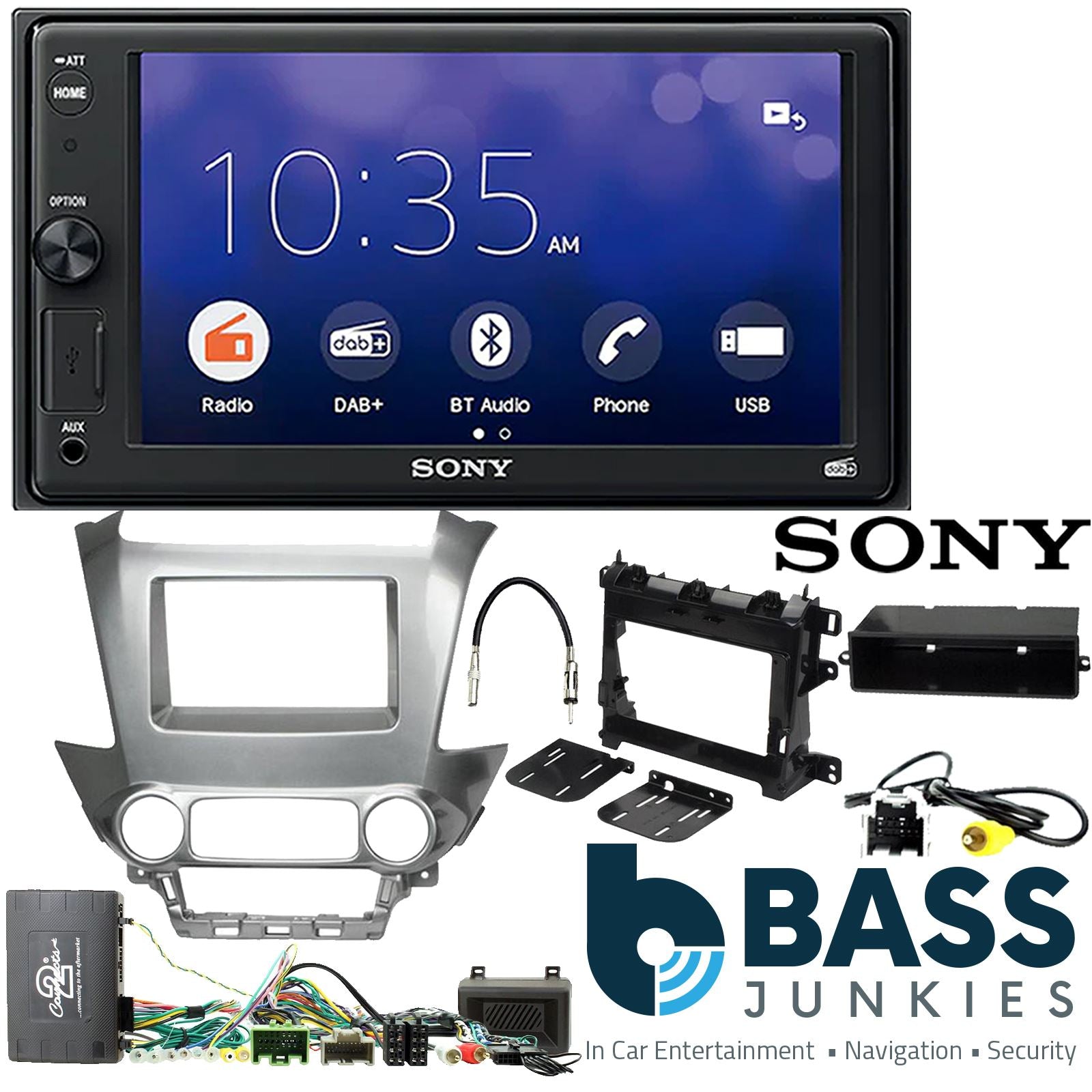SONY 6.2" Screen Blutooth Double Din Stereo Fitting Kit + Steering Wheel Stalk Controls to fit Chevrolet Tahoe 2014- | Chevrolet Suburban 2014- | GMC Yukon 2014-