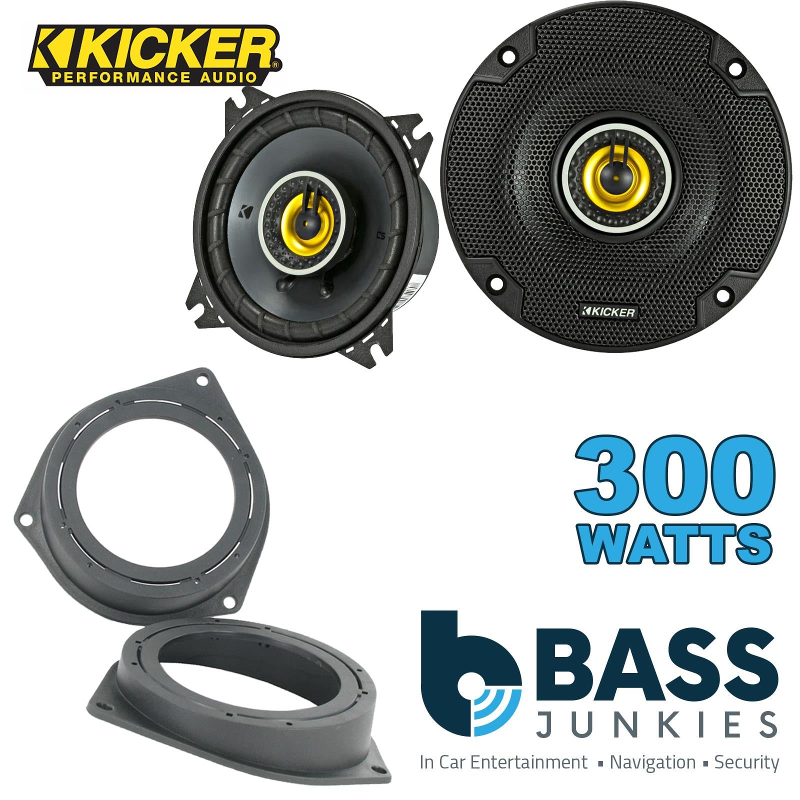 Kicker CSC44 100mm/10cm/4" 2-Way Coaxial Car speakers (Per Pair Max 300|100 watts RMS) Fits Ford KA 2009-16