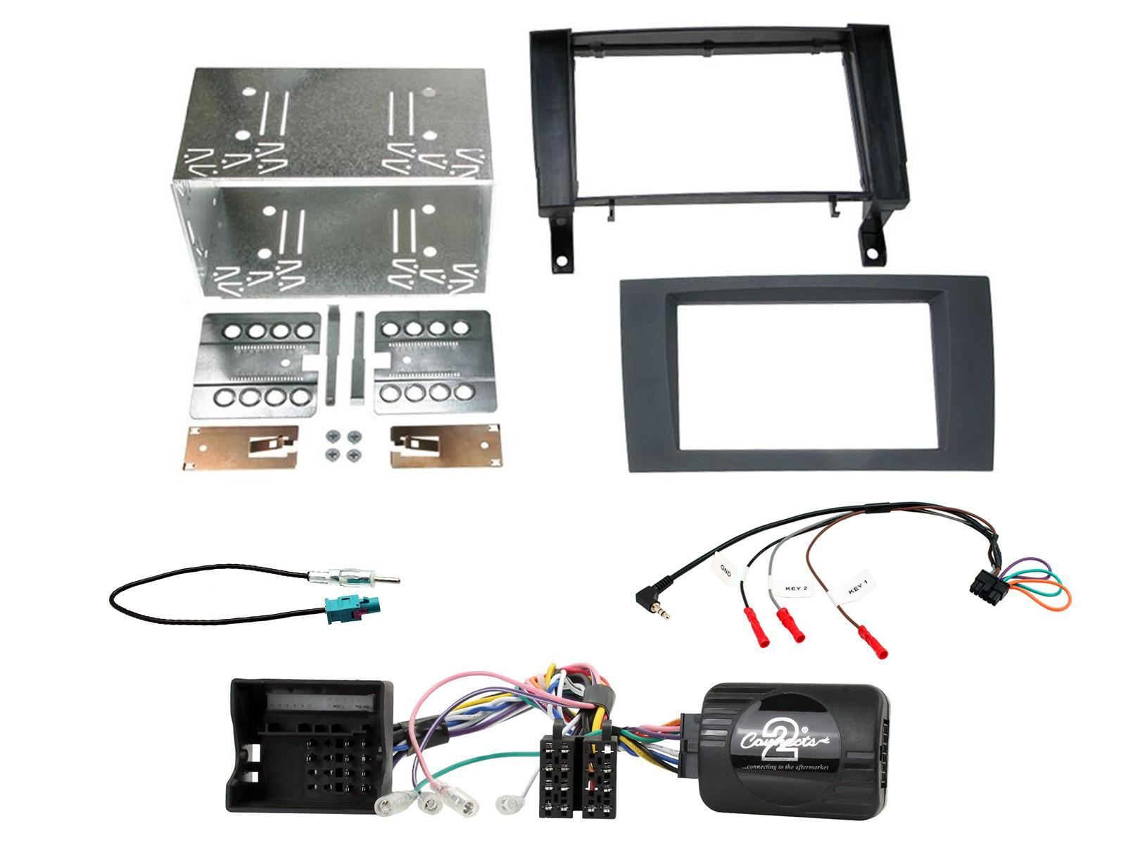 Connects2 CTKMB07 - Mercedes Benz SLK R171 2004 - 2011 Double Din Fascia & Steering Wheel Interface Installation Kit