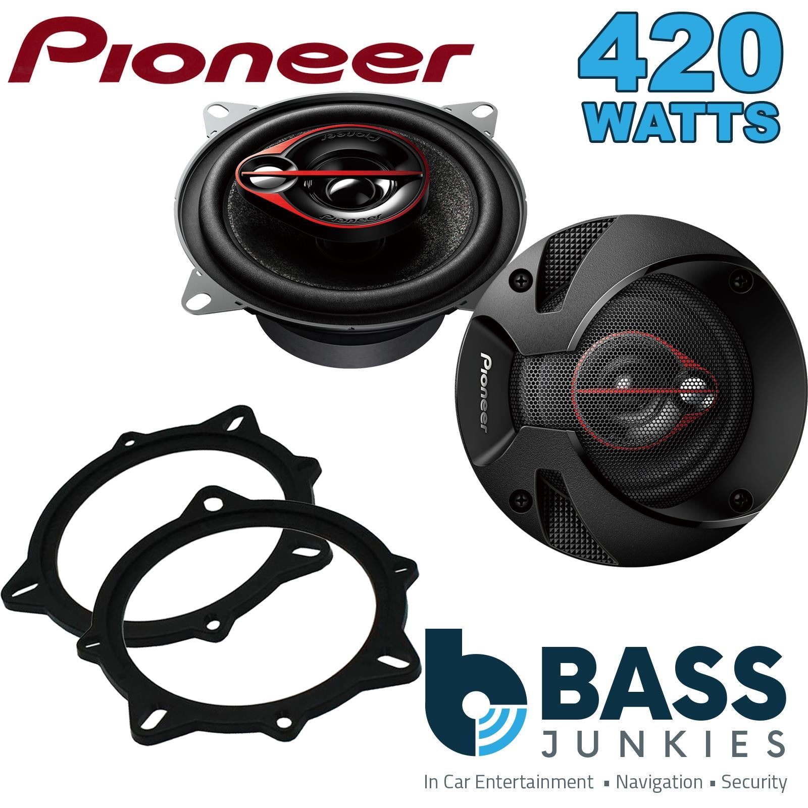 Pionner TS-R1051S 100mm/10cm/4" 3 Way Coaxial Car speakers (Per Pair Max 420|60 watts RMS) Fits BMW 5-Series 2006-10 | X1 09-15 | X3 06-10 | X5 06-13 | 3-Series 05-12