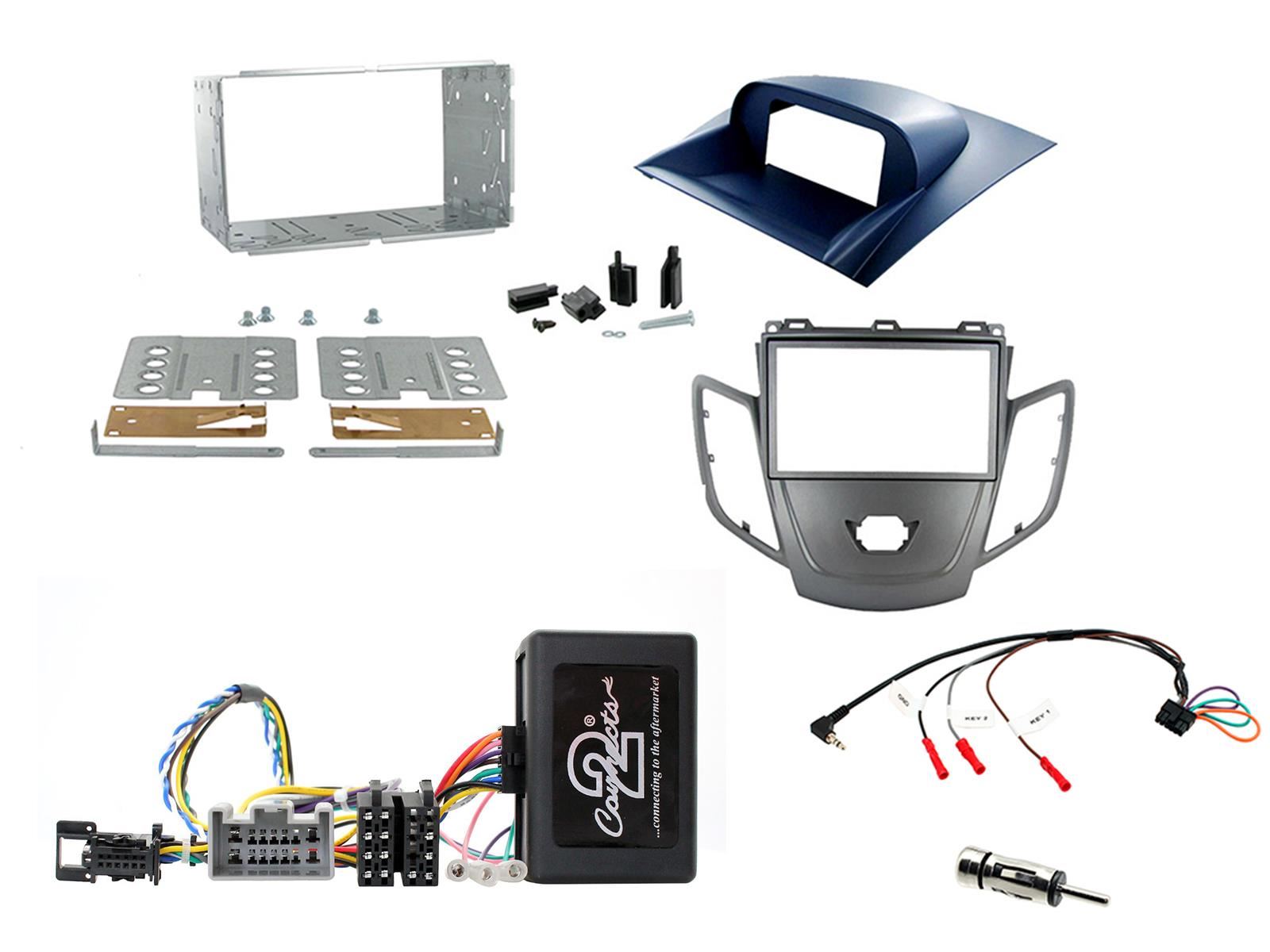 Grundig 6.8" Apple Android Double Din Stereo Fitting Kit + Steering Wheel Stalk Controls to fit Ford Fiesta 2008-10