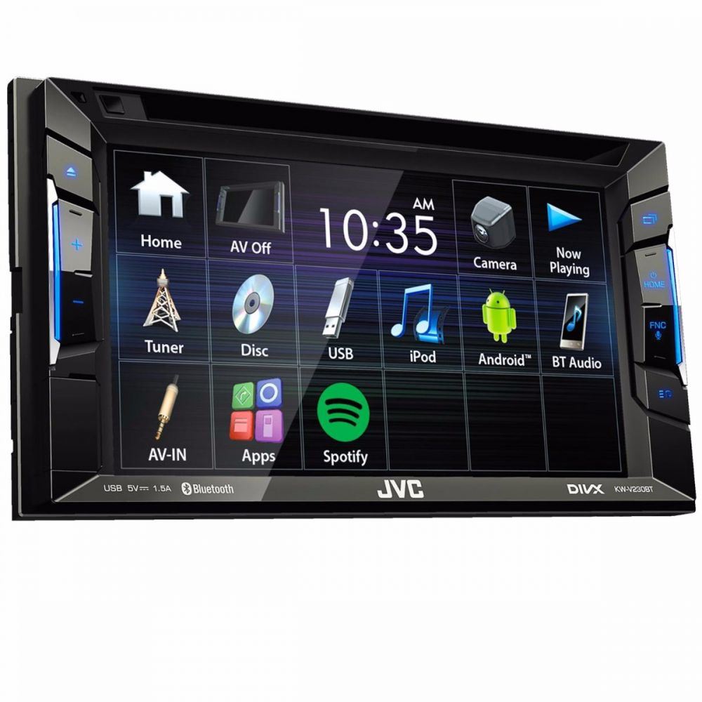 JVC KW-V230BT - 6.2" DVD CD MP3 Front USB Bluetooth Touchscreen Car Stereo, AM/FM Radio Tuner, iPod iPhone Android Control