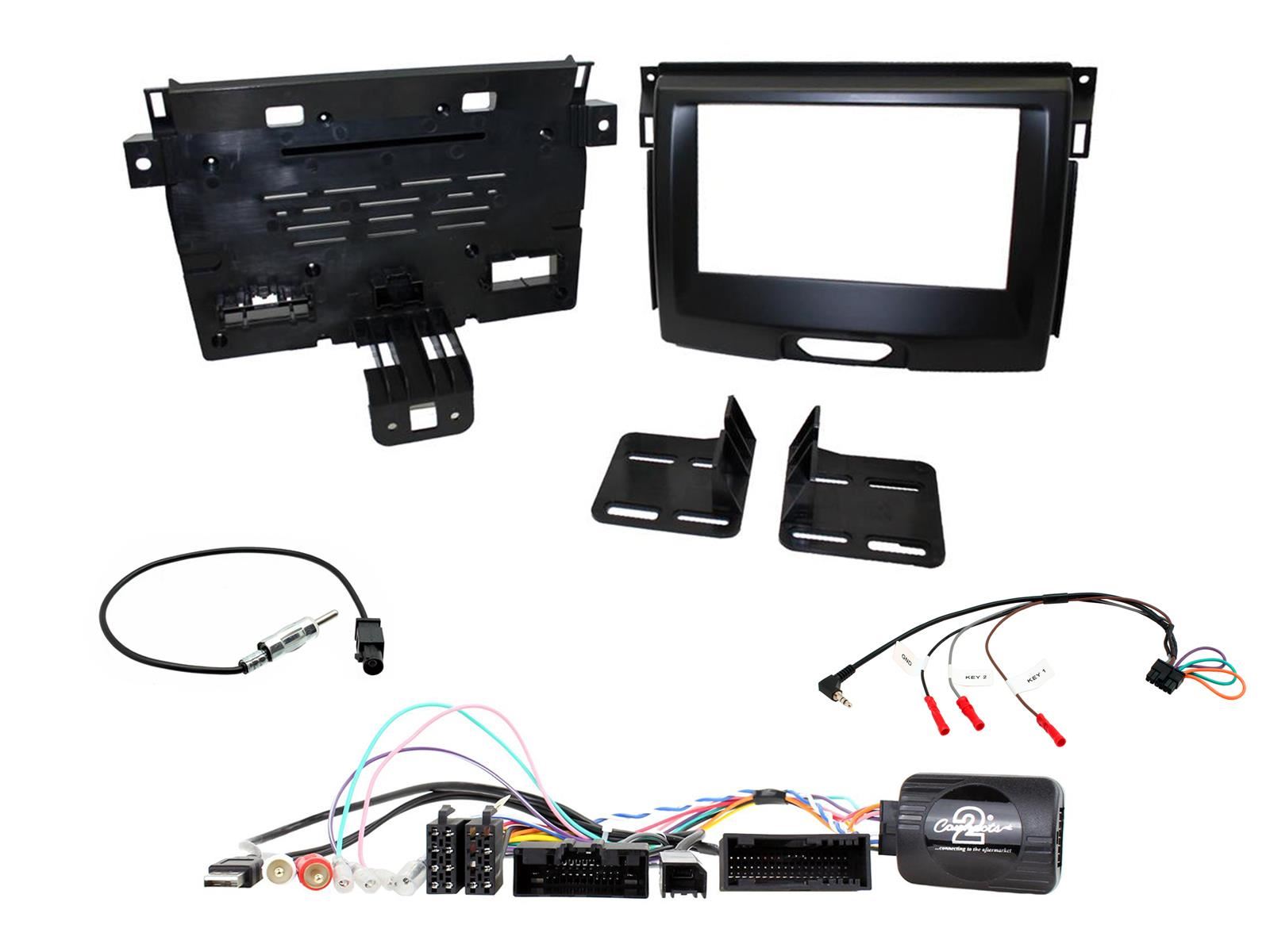 Grundig 6.8" Apple Android Double Din Stereo Fitting Kit + Steering Wheel Stalk Controls to fit Ford Everest 2015-21 | Ford Ranger 2015-20