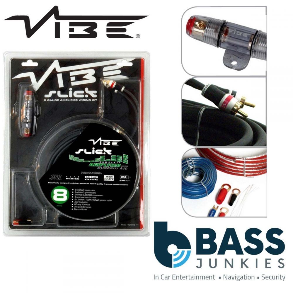 Vibe Slick VSAWK8 1500 Watts 8 AWG Gauge Car Amplifier Amp Subwoofer Full Wiring Kit