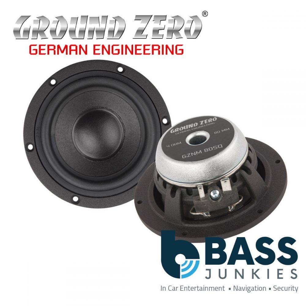 Ground Zero GZNM 80SQ -  3.12" Inch 80mm 100 Watts 4-Ohm Sound Quality Midrange Car Speaker