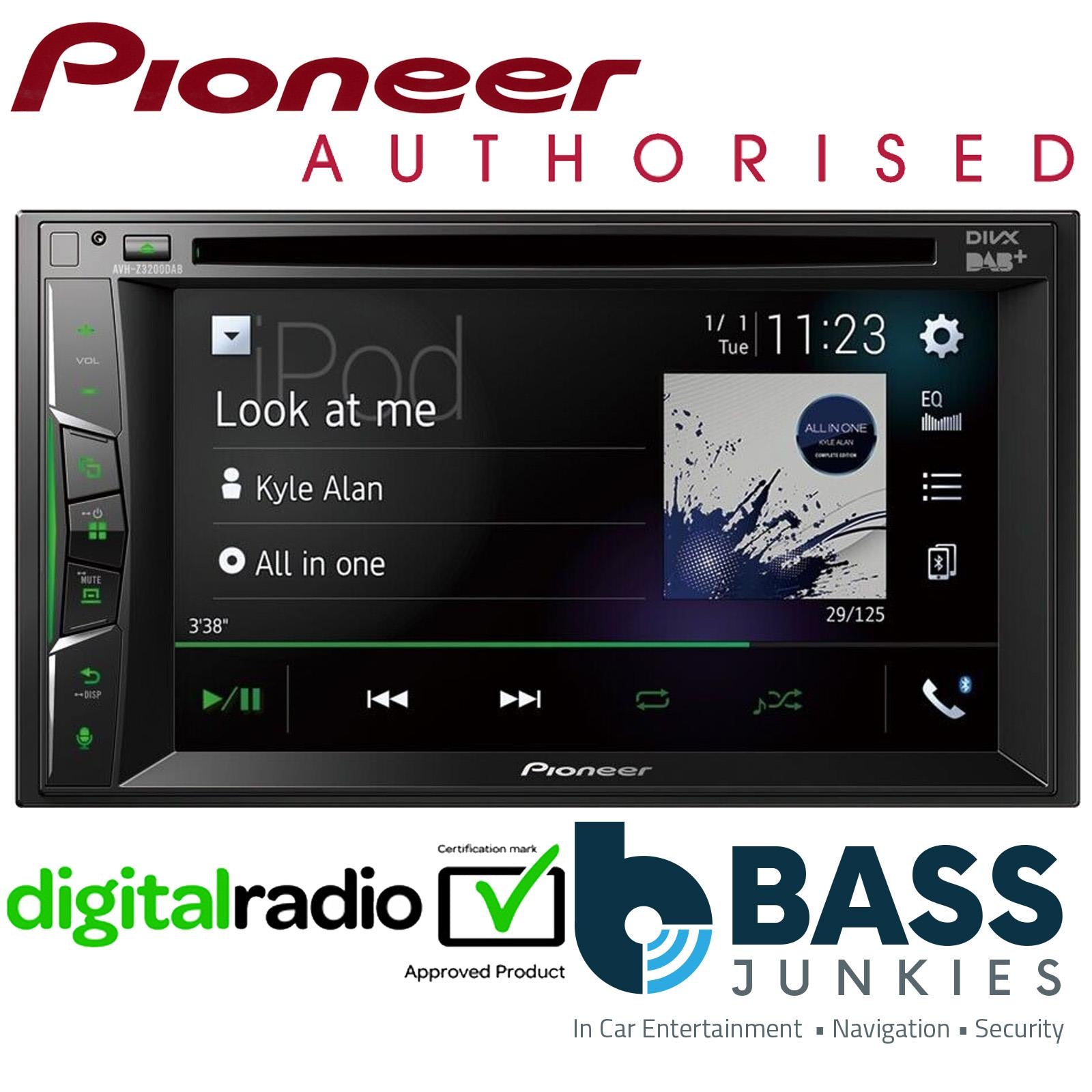 Pioneer AVH-Z3200DAB - 6.2" Double Din DVD DAB Bluetooth Carplay WAZE iPhone Android Car Stereo