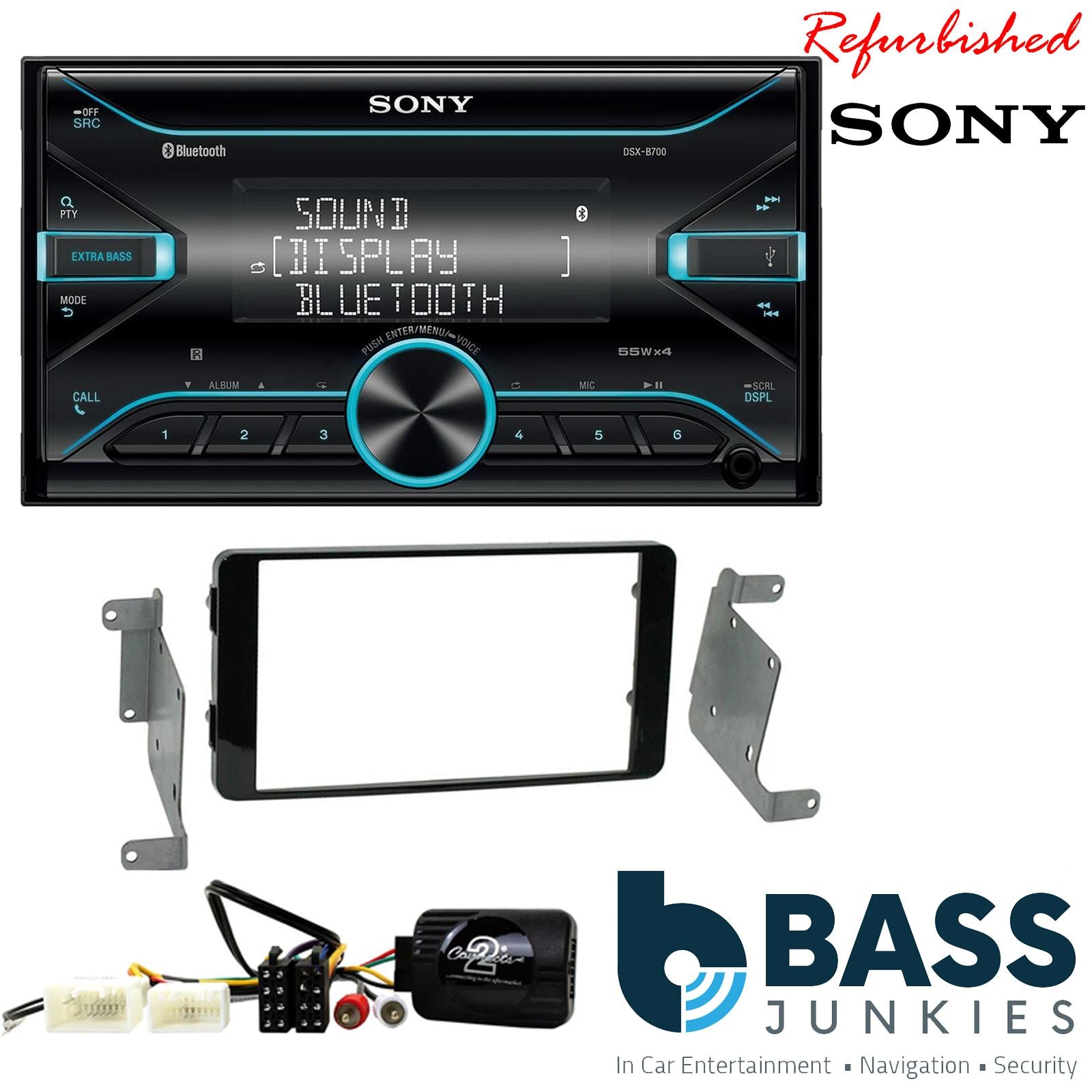 Sony DSX-B700 Bluetooth MP3 USB AUX 4 x 55W Double Din Car Stereo Radio Player + Connects2 Double Din + Steering Wheel Controls fits Mitsubishi L200 2015-21|Triton 2015-21