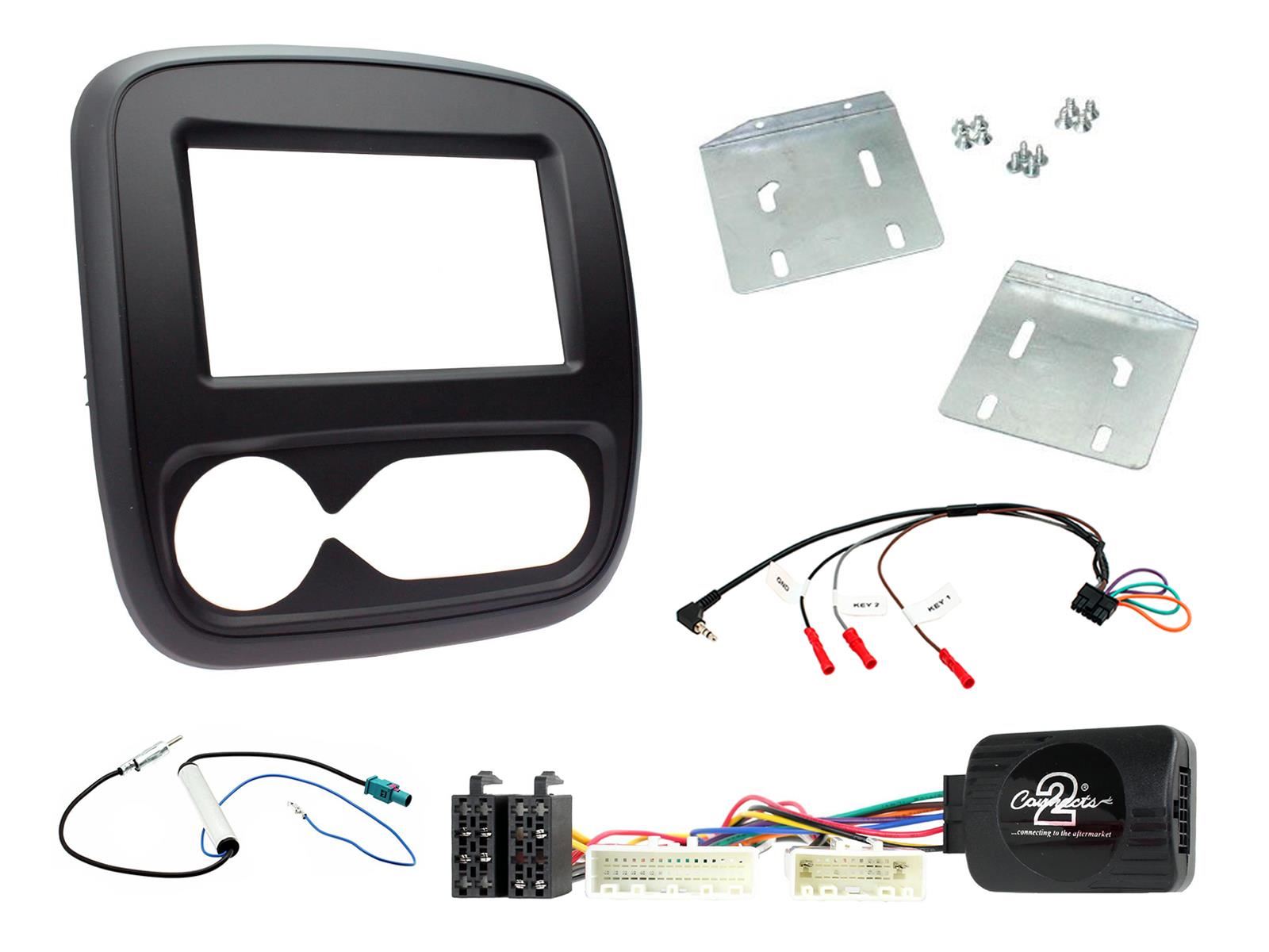 SONY 6.2" Screen Blutooth Double Din Stereo Fitting Kit + Steering Wheel Stalk Controls to fit Renault Trafic 2017-