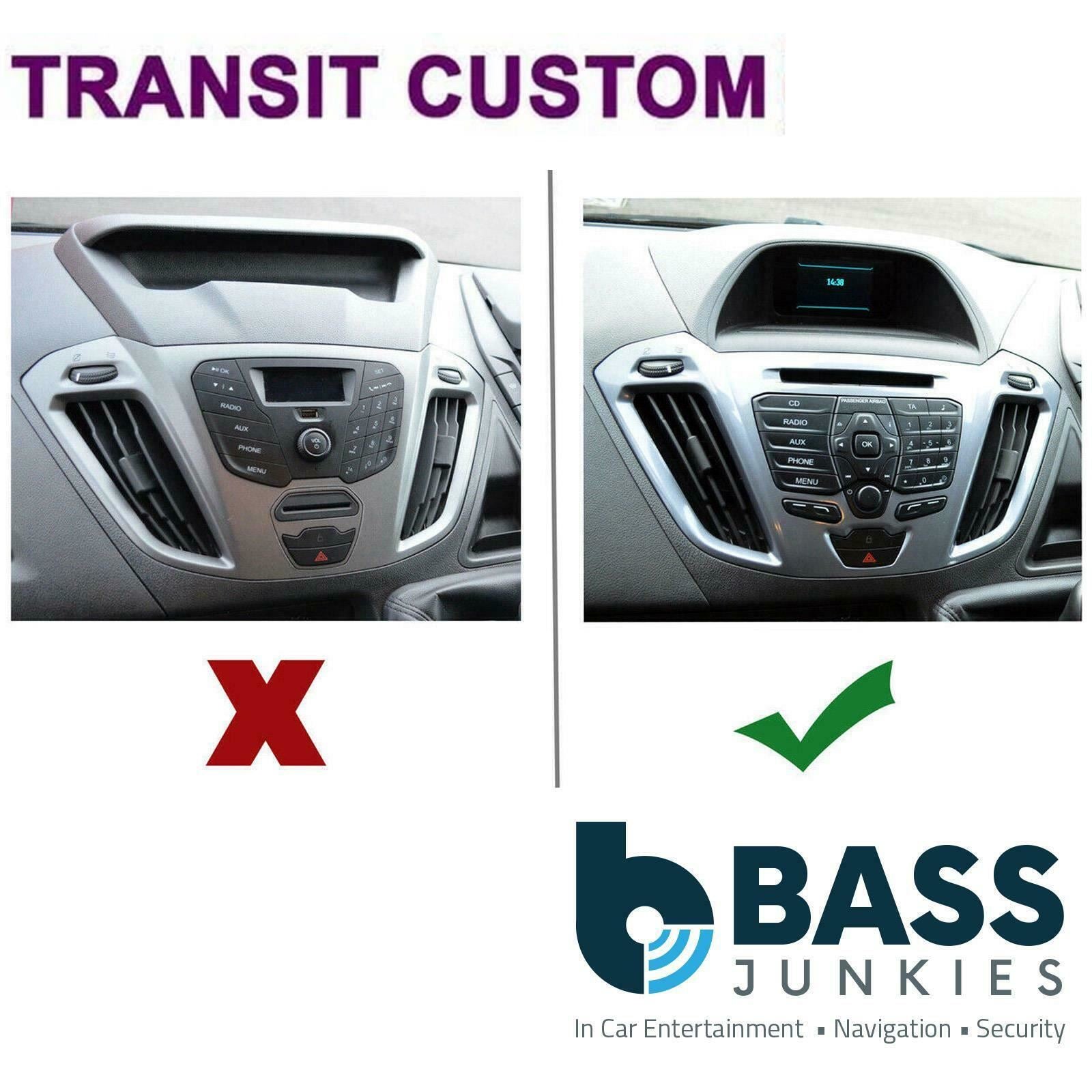 Grundig 6.8" Apple Android Double Din Stereo Fitting Kit + Steering Wheel Stalk Controls to fit Ford Transit-Custom 12-16
