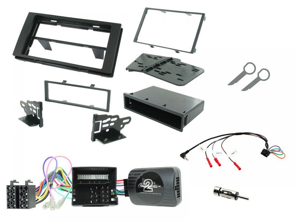 Connects 2 CTKFD21 - Ford Fiesta 2005 - 2008 Single Din or Double Din Facia & Steering wheel Interface Fitting Installation Kit (Black Facia Panel)