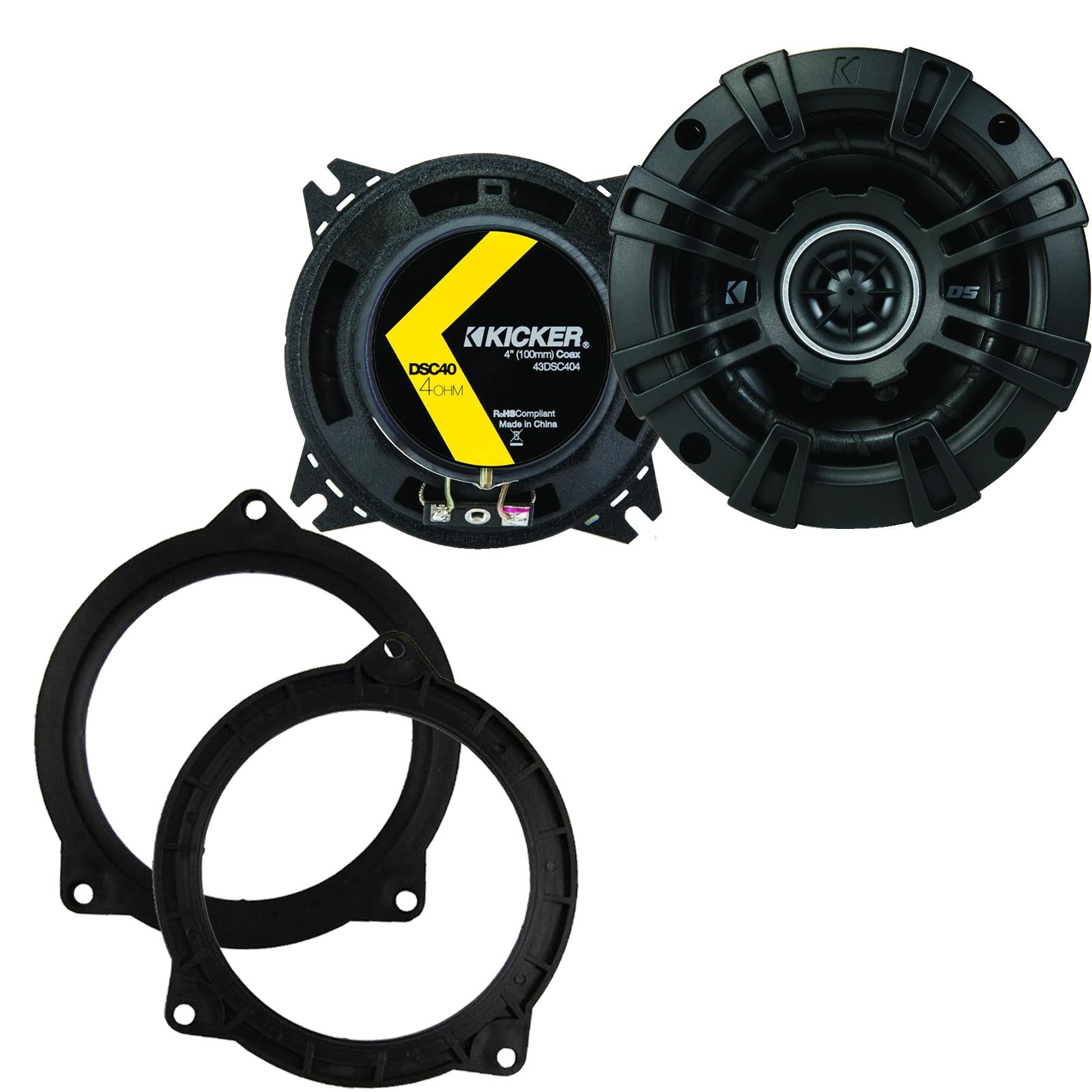Kicker DSC404 100mm/10cm/4" 2-Way Coaxial Car speakers (Per Pair Max 240|60 watts RMS) Fits BMW 5-Series 2011-17