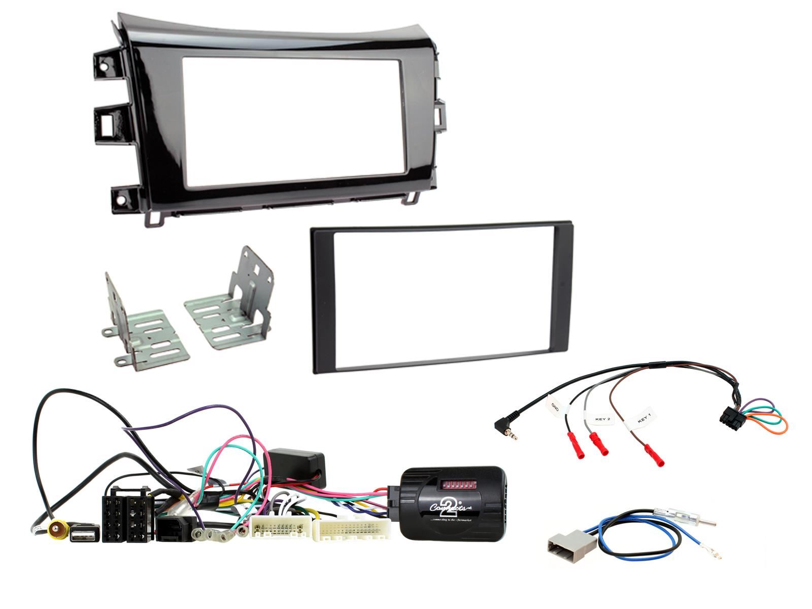 Grundig 6.8" Apple Android Double Din Stereo Fitting Kit + Steering Wheel Stalk Controls to fit Nissan Navara 2015-