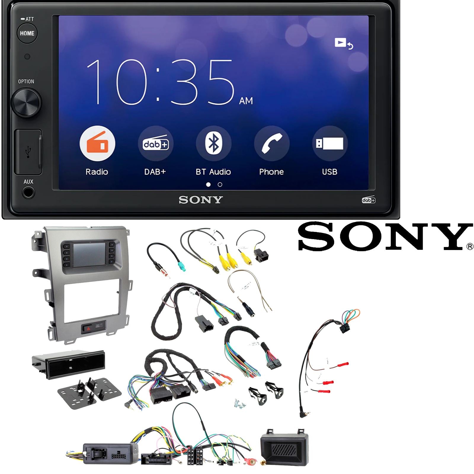 SONY 6.2" Screen Blutooth Double Din Stereo Fitting Kit + Steering Wheel Stalk Controls to fit Ford Edge 2011-15