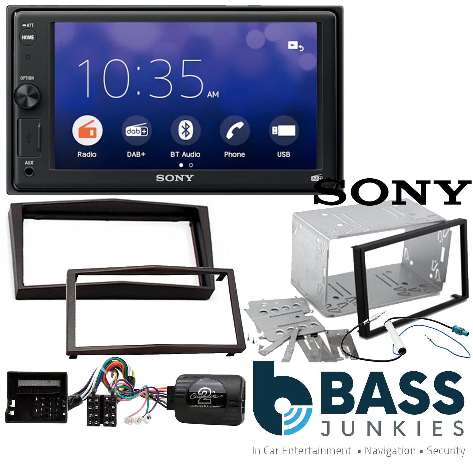 SONY XAV-1550D DAB+ Smart Bluetooth Car Radio + Stereo fitting kit + Steering Wheel Controls Loom for Vauxhall Antara 2010-2015