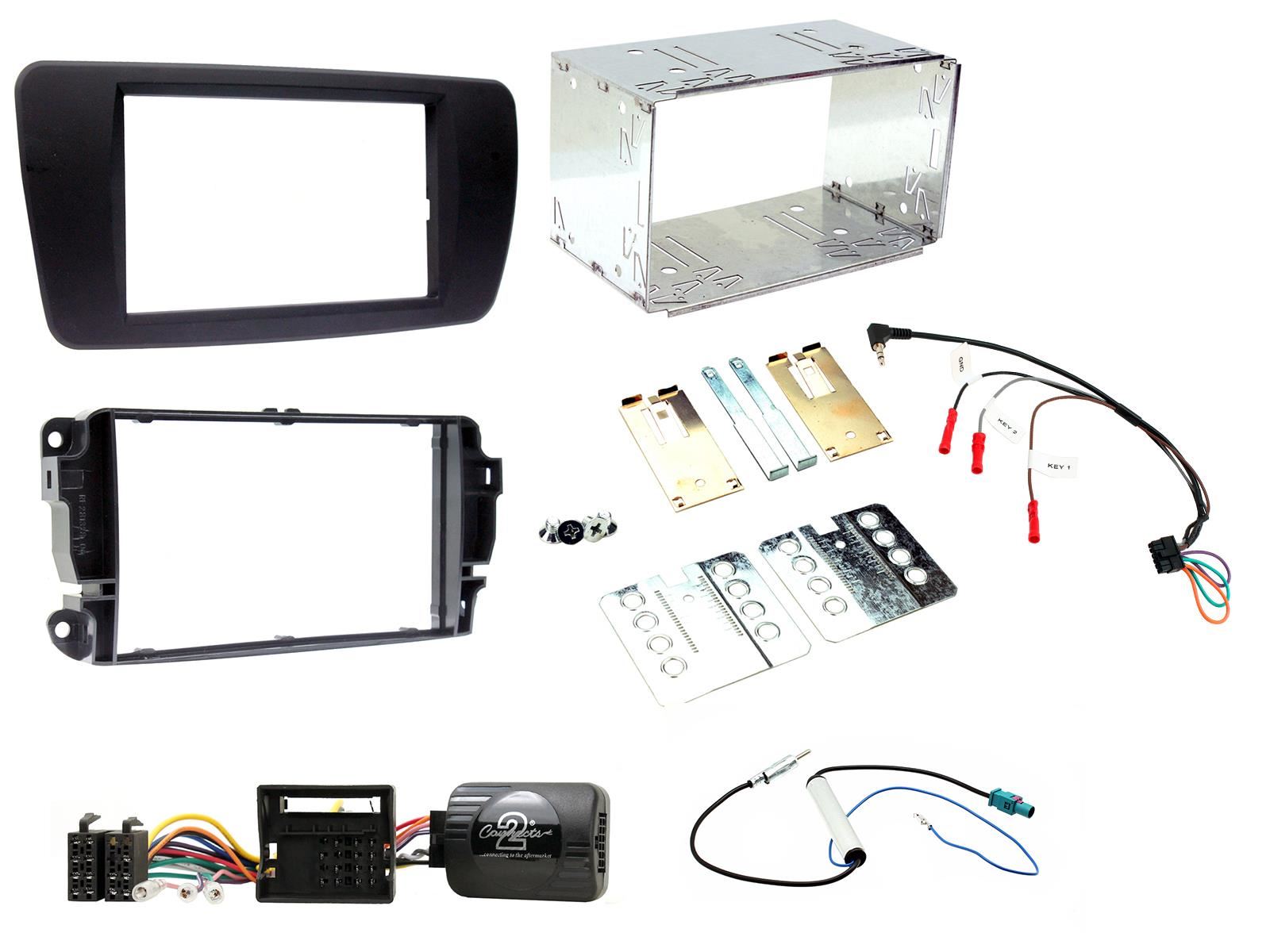 Grundig 6.8" Apple Android Double Din Stereo Fitting Kit + Steering Wheel Stalk Controls to fit Seat Ibiza 2008-14
