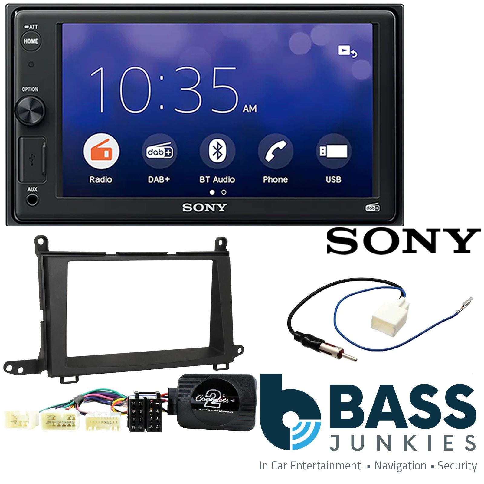 SONY 6.2" Screen Blutooth Double Din Stereo Fitting Kit + Steering Wheel Stalk Controls to fit Toyota Venza 2009-15