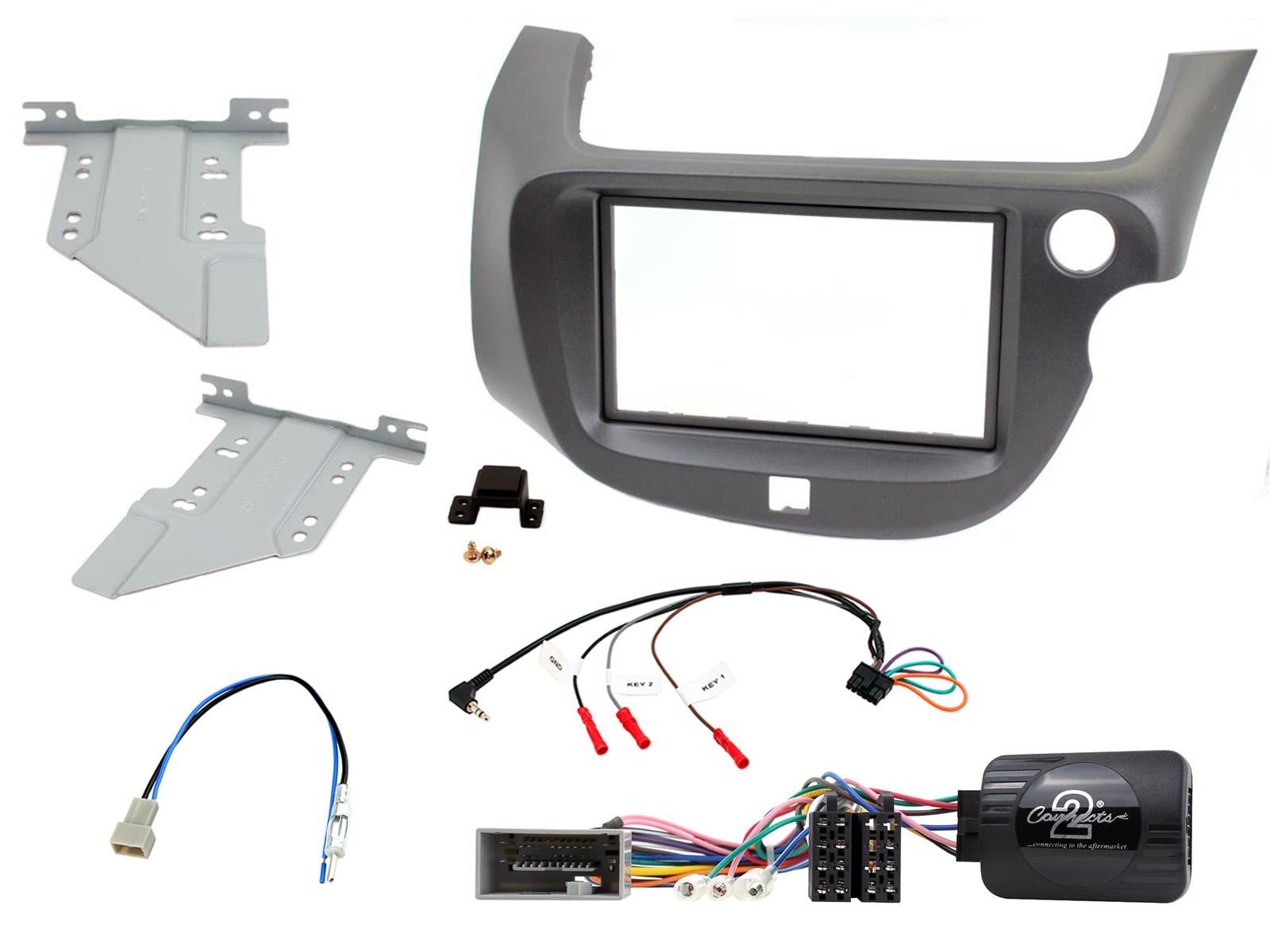 SONY 6.2" Screen Blutooth Double Din Stereo Fitting Kit + Steering Wheel Stalk Controls to fit Honda Jazz 2008-14
