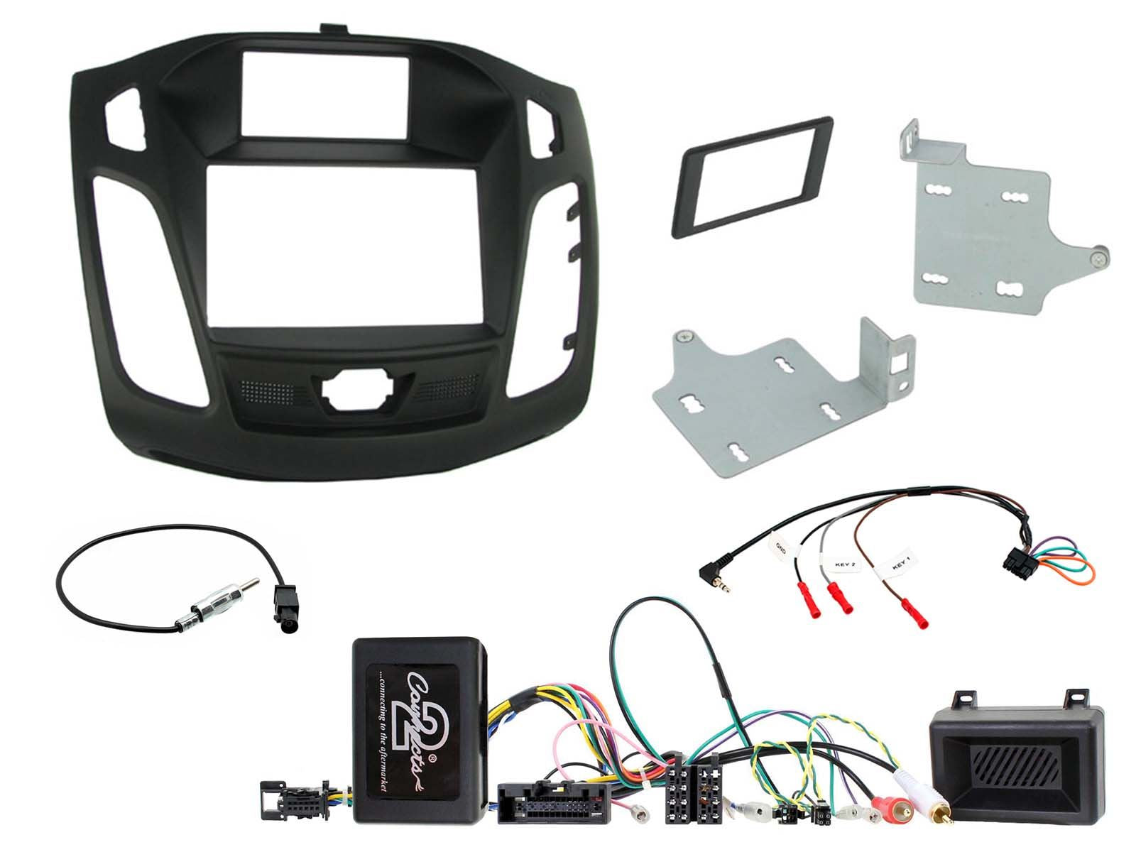 Connects 2 CTKFD31 - Ford Focus 2011 - 2015 Double Din Facia & Steering wheel Interface Fitting Installation Kit