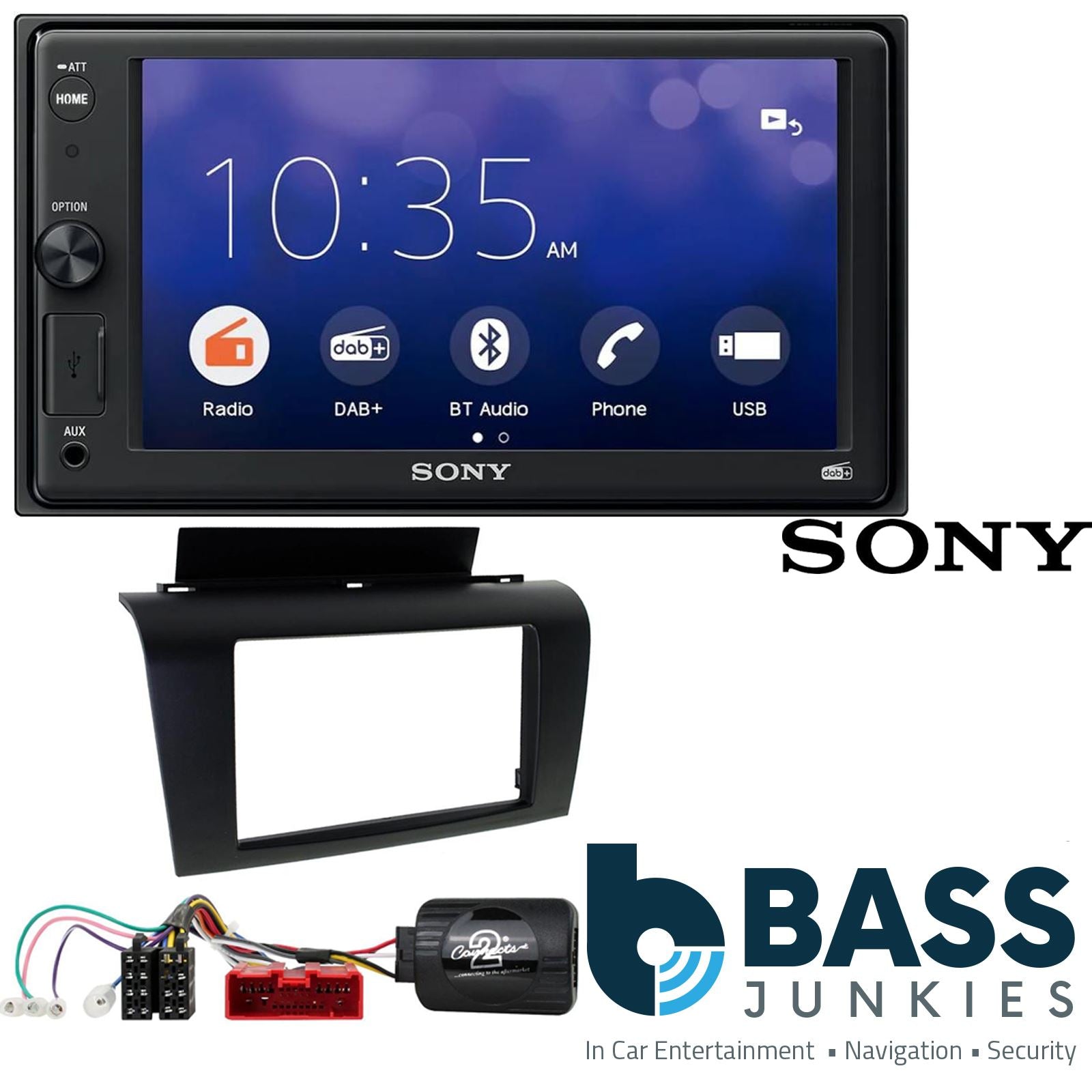 SONY XAV-1550D DAB+ Smart Bluetooth Car Radio + Stereo fitting kit + Steering Wheel Controls Loom for Mazda 3 2004-2009