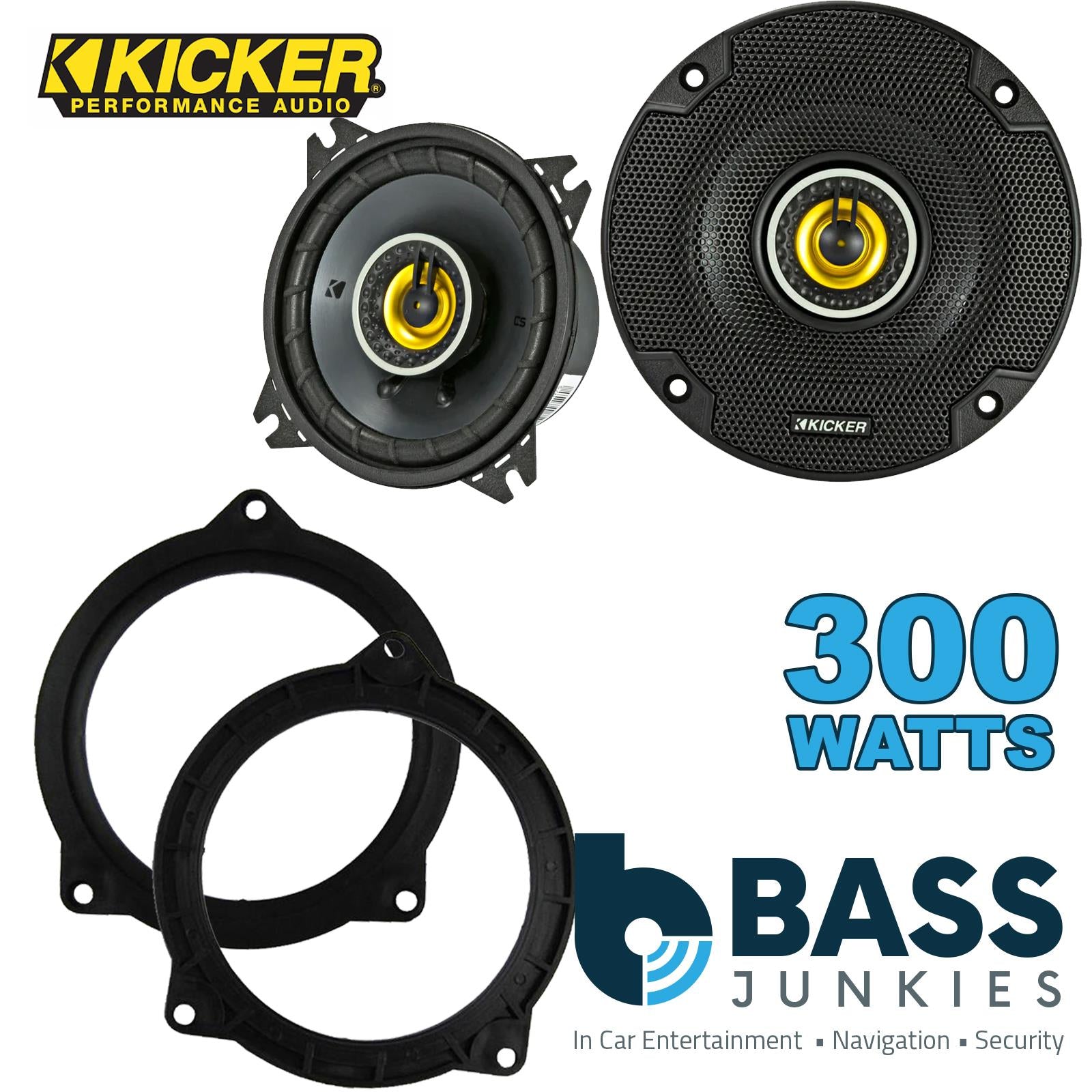Kicker CSC44 100mm/10cm/4" 2-Way Coaxial Car speakers (Per Pair Max 300|100 watts RMS) Fits BMW 5-Series 2011-17