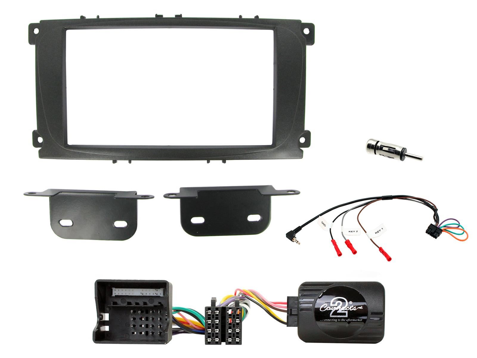 Grundig 6.8" Apple Android Double Din Stereo Fitting Kit + Steering Wheel Stalk Controls to fit Ford Focus 2007-11 | Ford Mondeo 2007-14